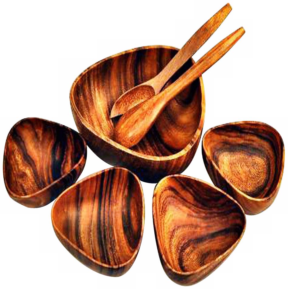 Pacific Merchants Acaciaware 7-Piece 10" Bermuda Bowls Set