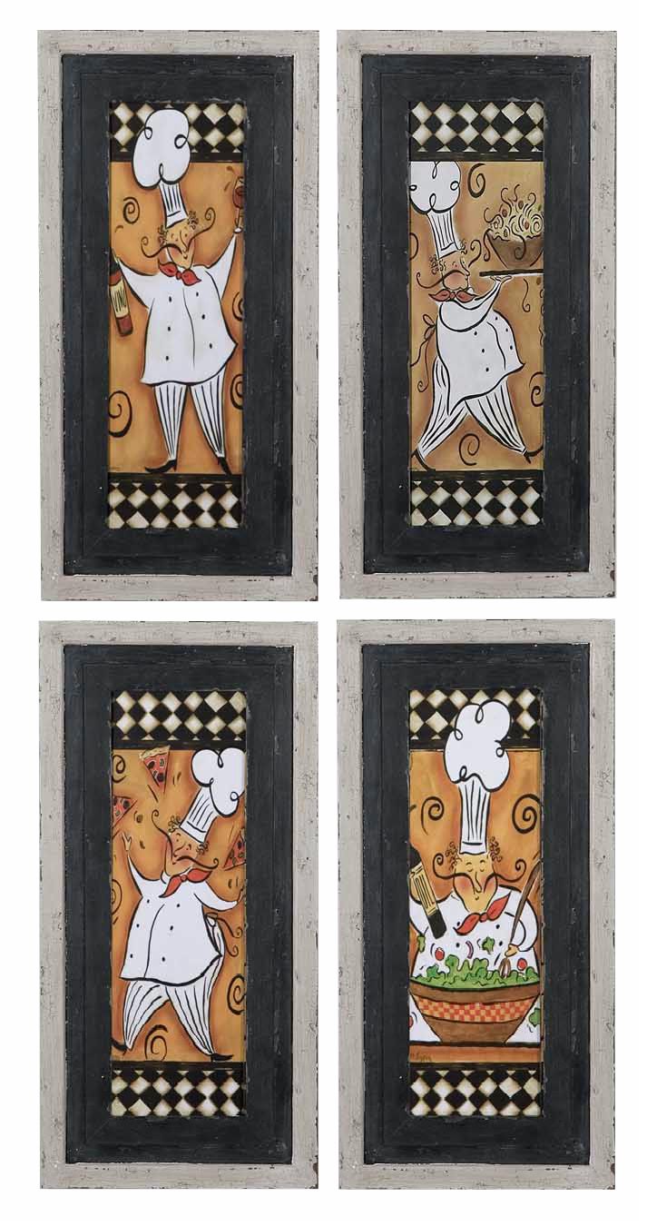 Uttermost Set of 4 Whimsical Chef I-IV Kitchen Wall Art
