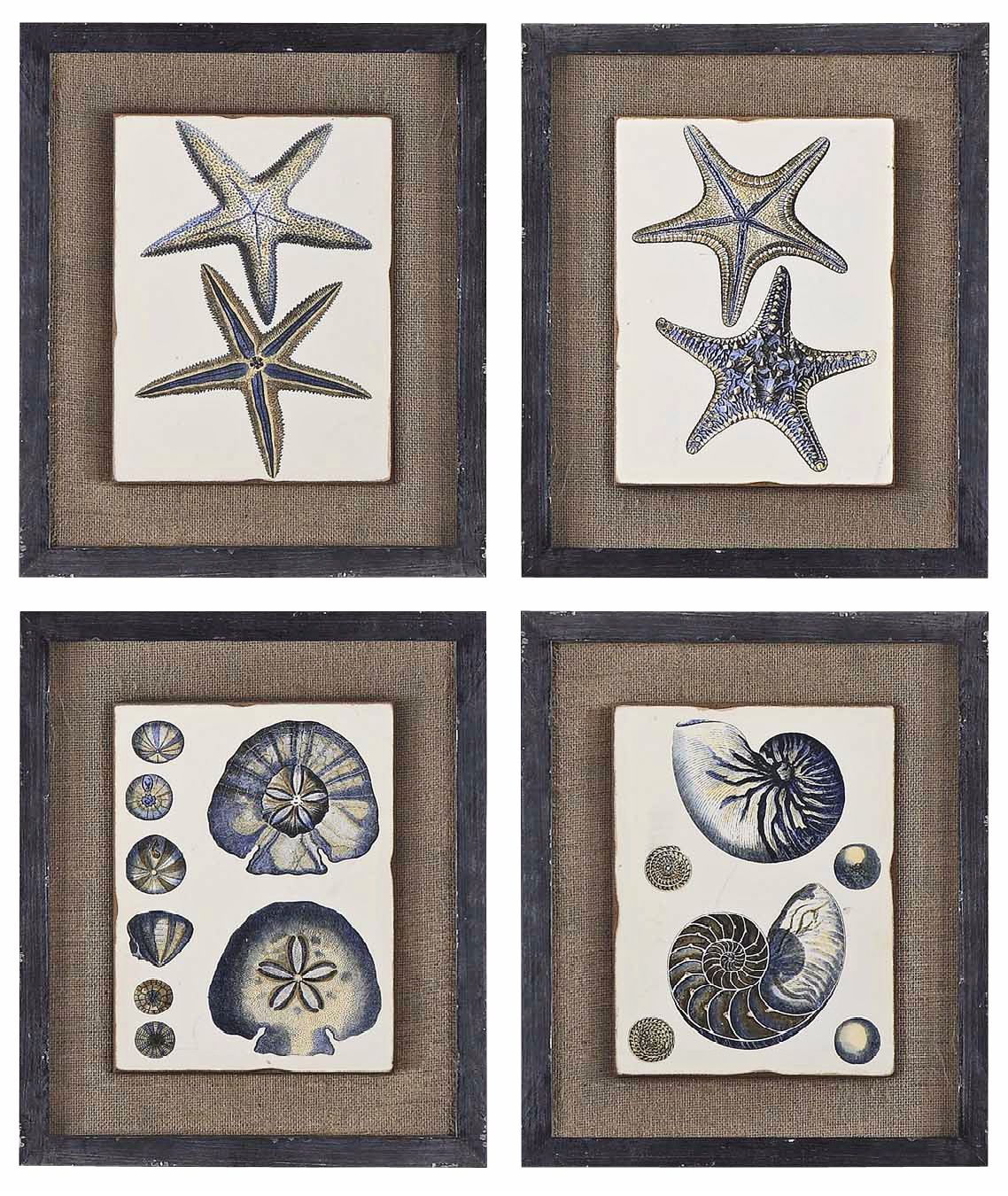 Uttermost Set of 4 Coastal Blue I-IV 18" High Beach Wall Art