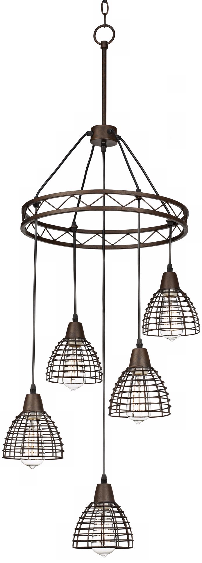 Metal Grid 16" Wide 5-Light Bronze Chandelier