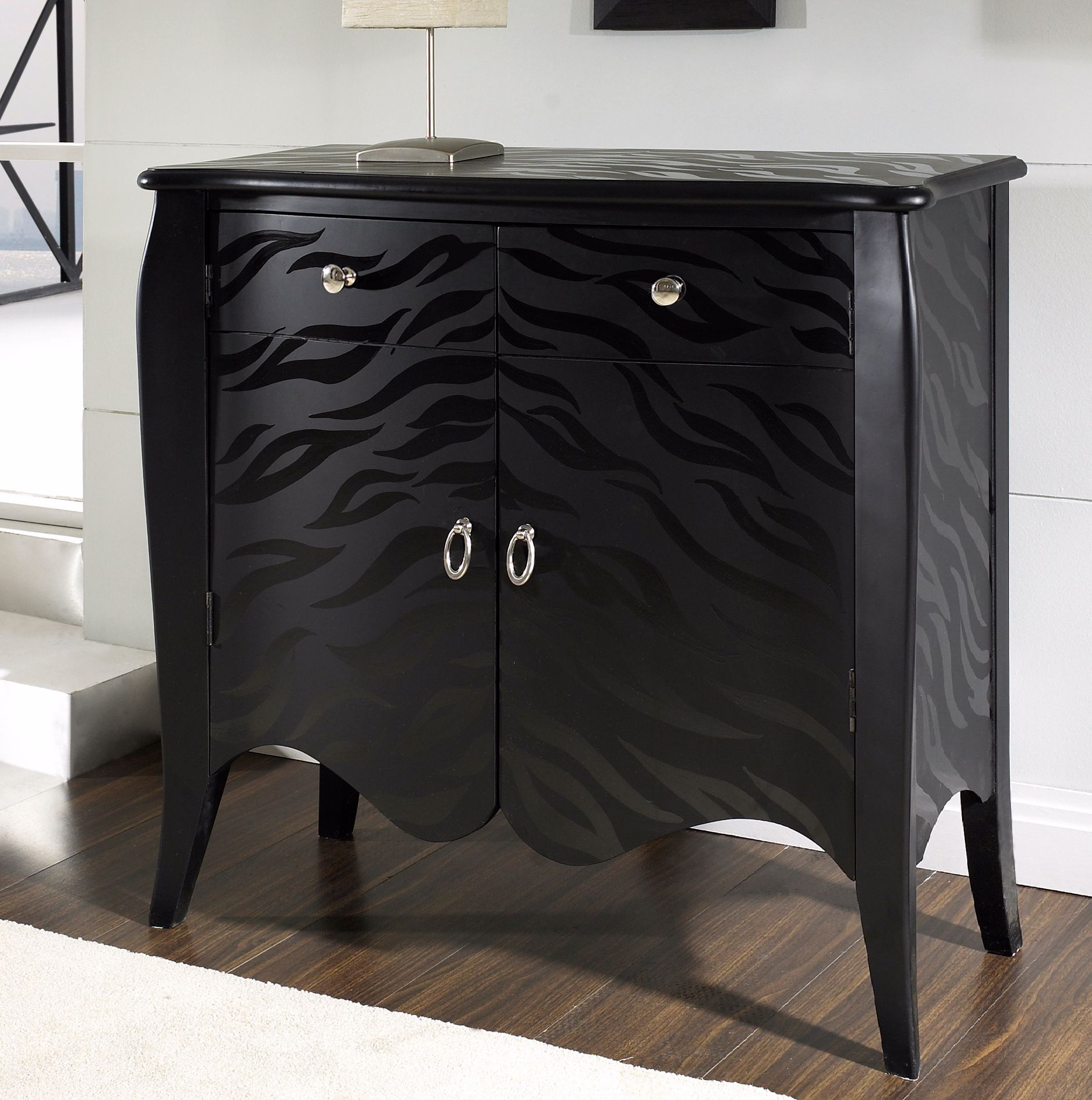 Black Tiger Hand-Painted Accent Chest