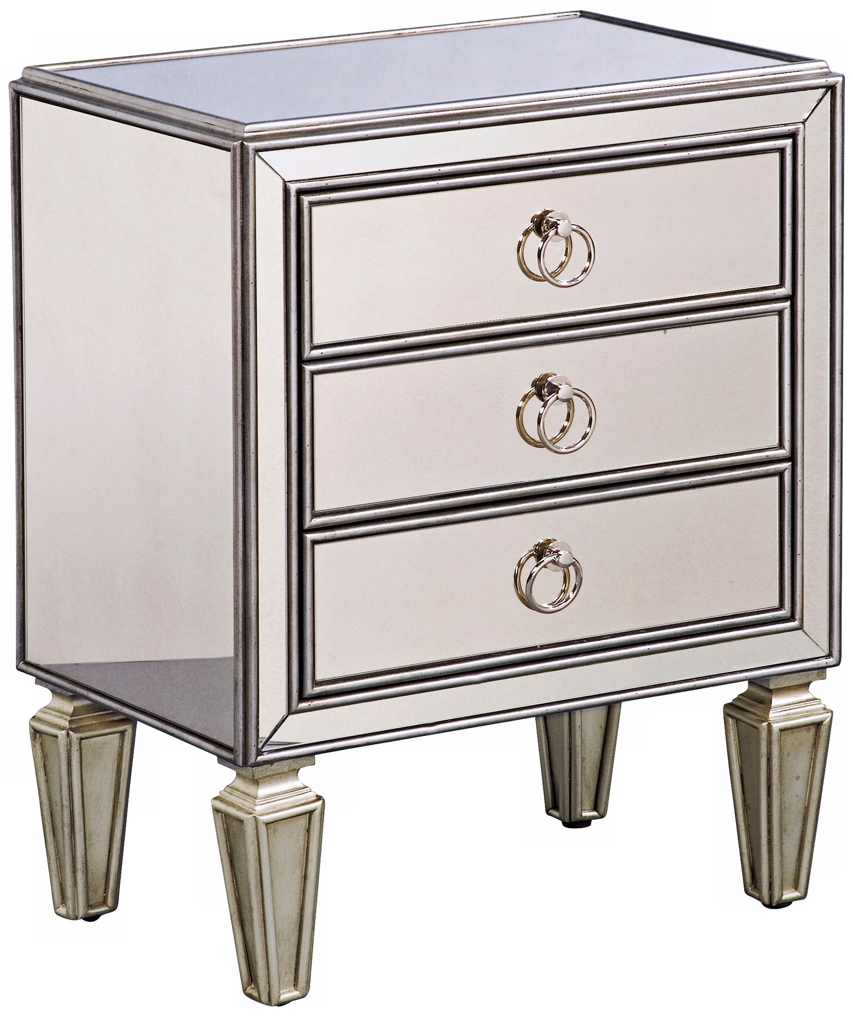 Mirrored 3-Drawer Chairside Chest
