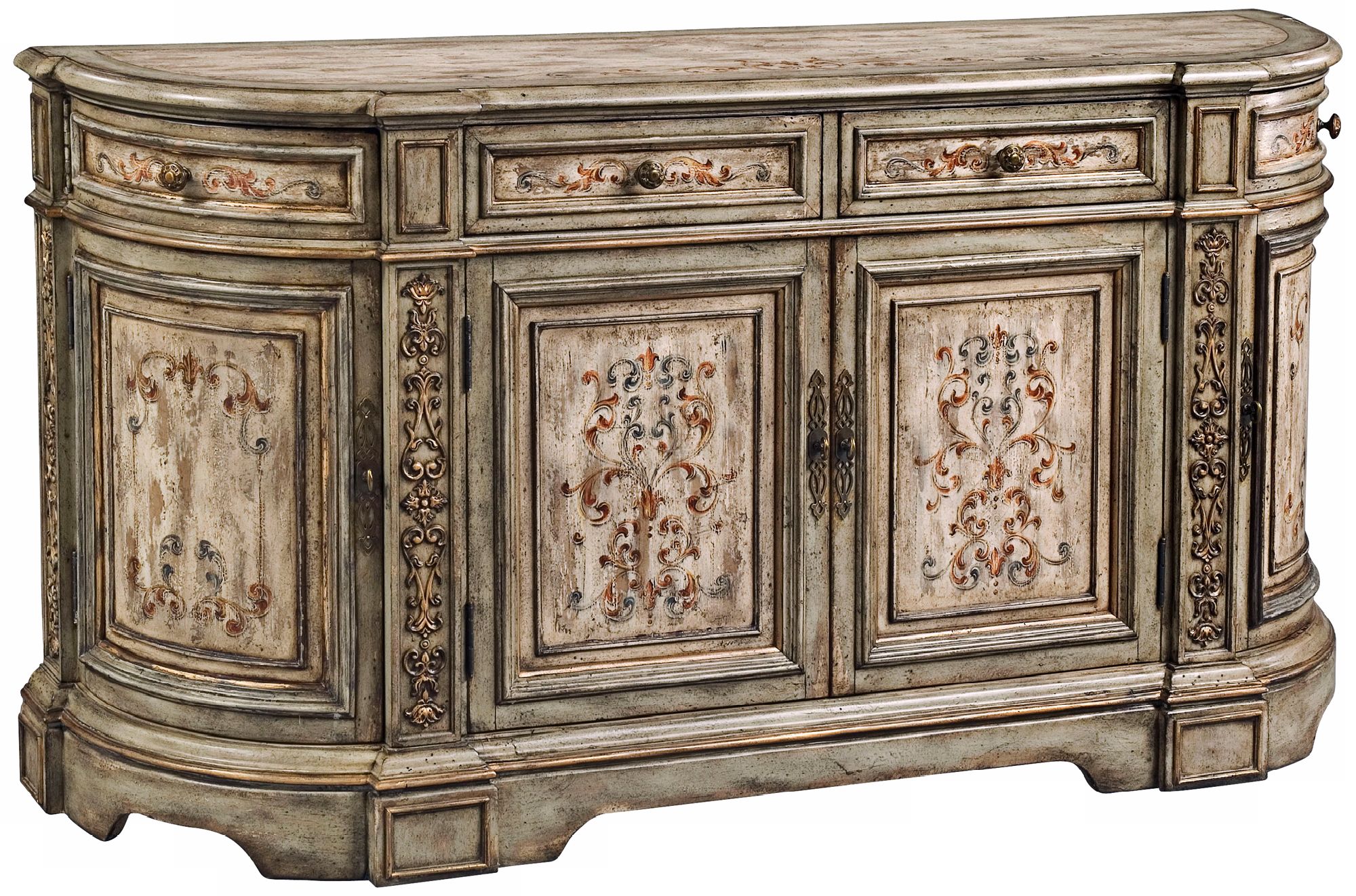 Vera Dusty Sage and Cream Hand-Painted Console