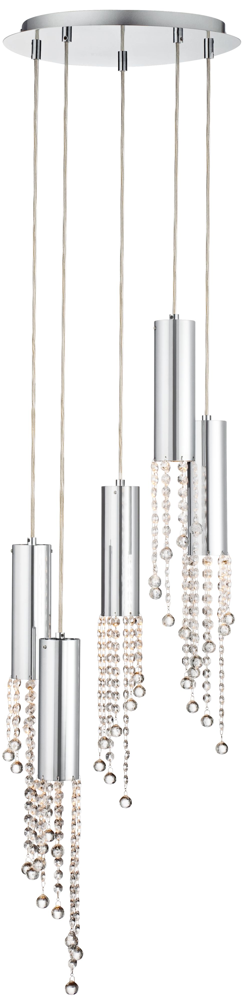 Rainfall Crystal 5-Light 13 3/4" Wide Chrome Pendant Light