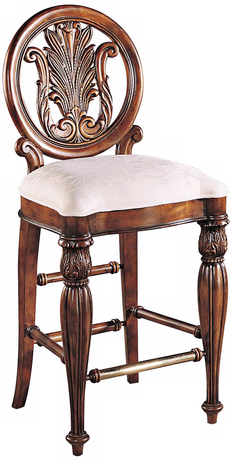 Edwardian Carved Upholstered Bar Stool