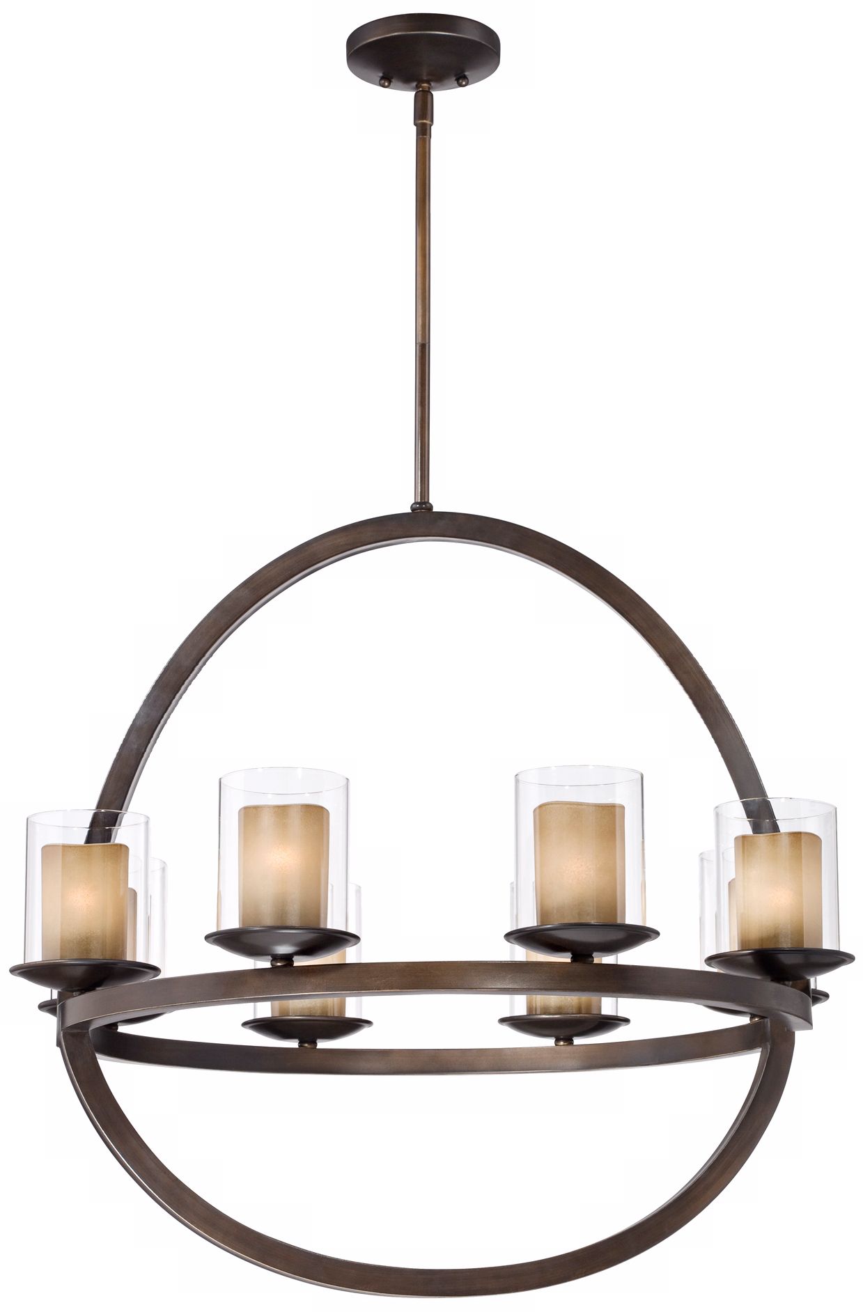 Double Glass 31 1/2" Wide Oil-Rubbed Bronze Chandelier