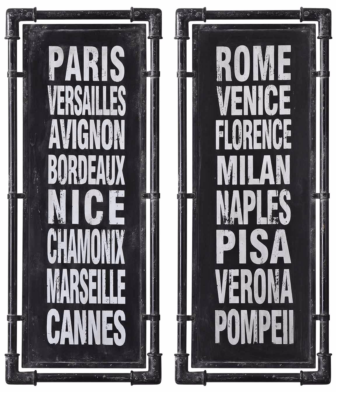 Uttermost Set of 2 European City Names V, VI Retro Wall Art