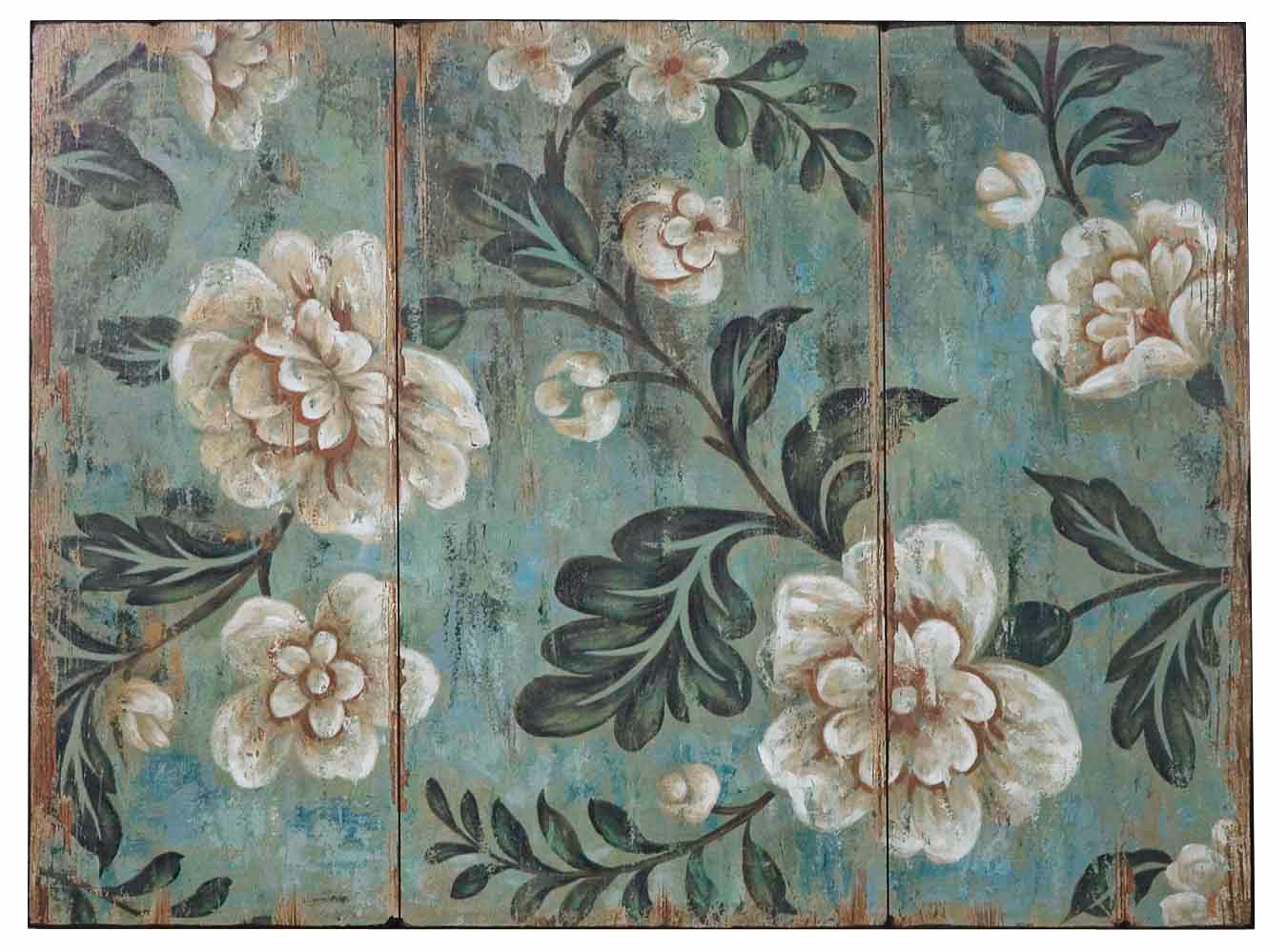 Uttermost Peach and Aqua 40" Wide Floral Wall Art