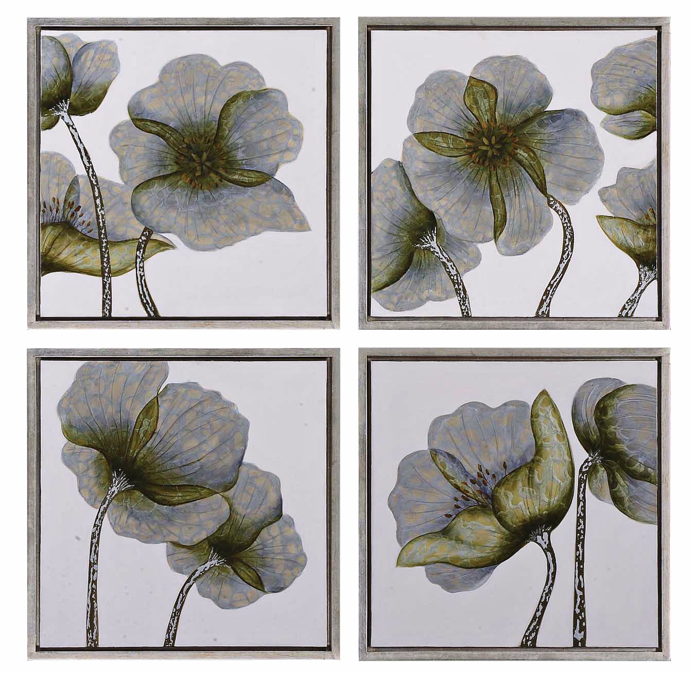 Set of 4 Uttermost Floral Glow 22" Square Wall Art