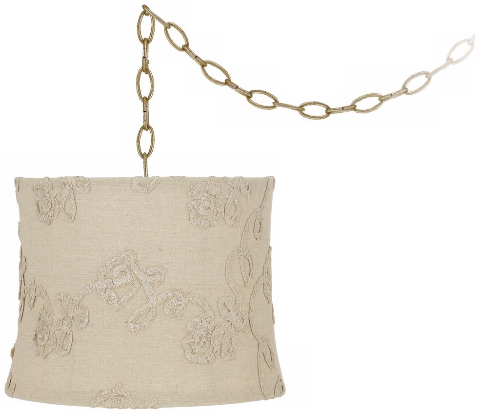 Iridescent Silver 13" Wide Antique Brass Swag Chandelier