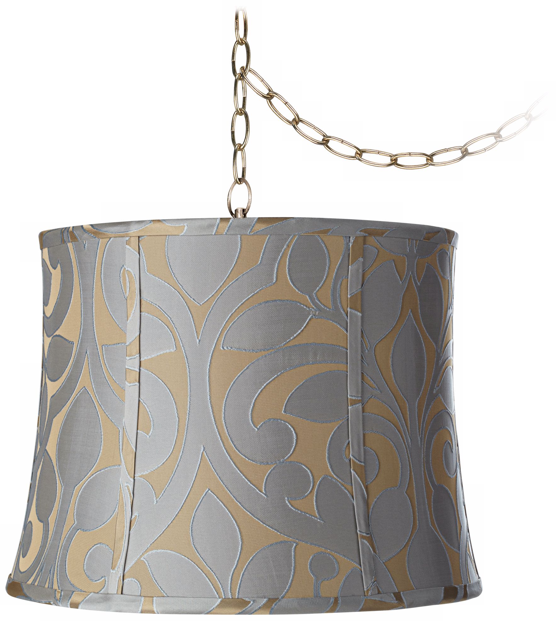 Lillian Floral 16" Wide Antique Brass Swag Chandelier