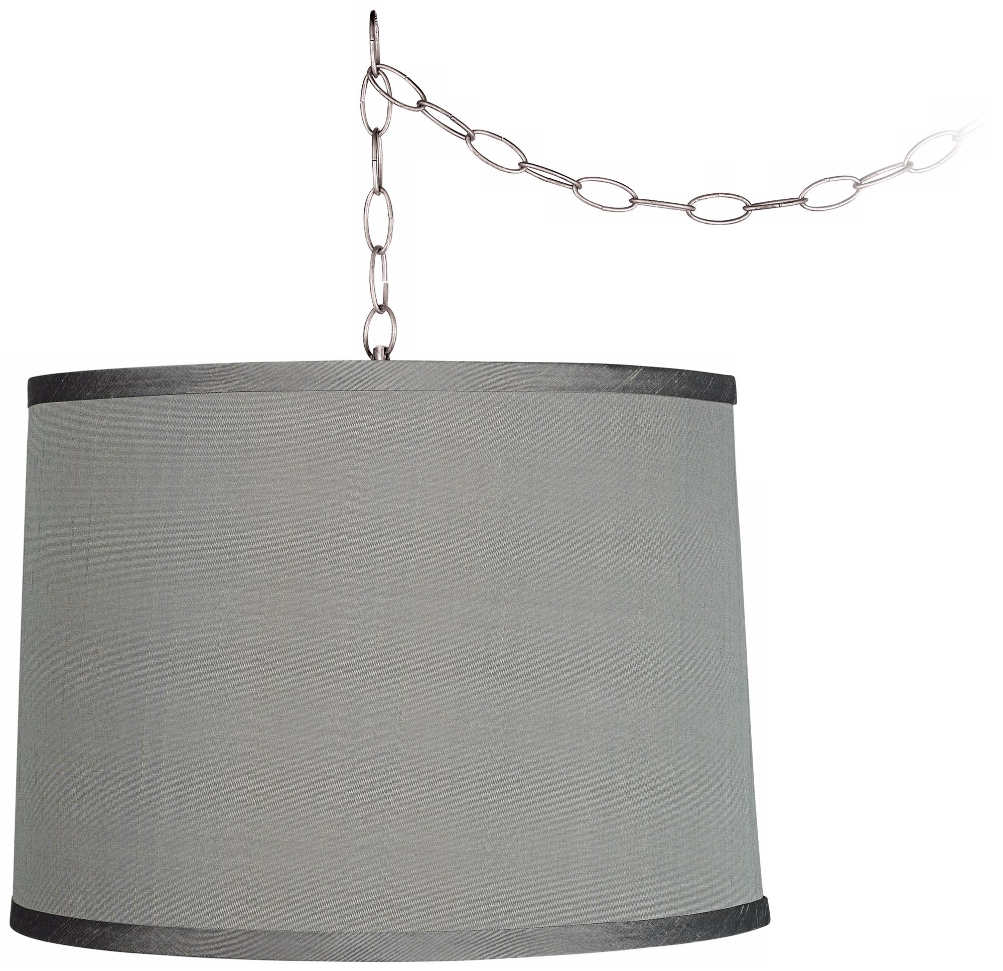 Platinum Grey 14" Wide Brushed Steel Swag Chandelier