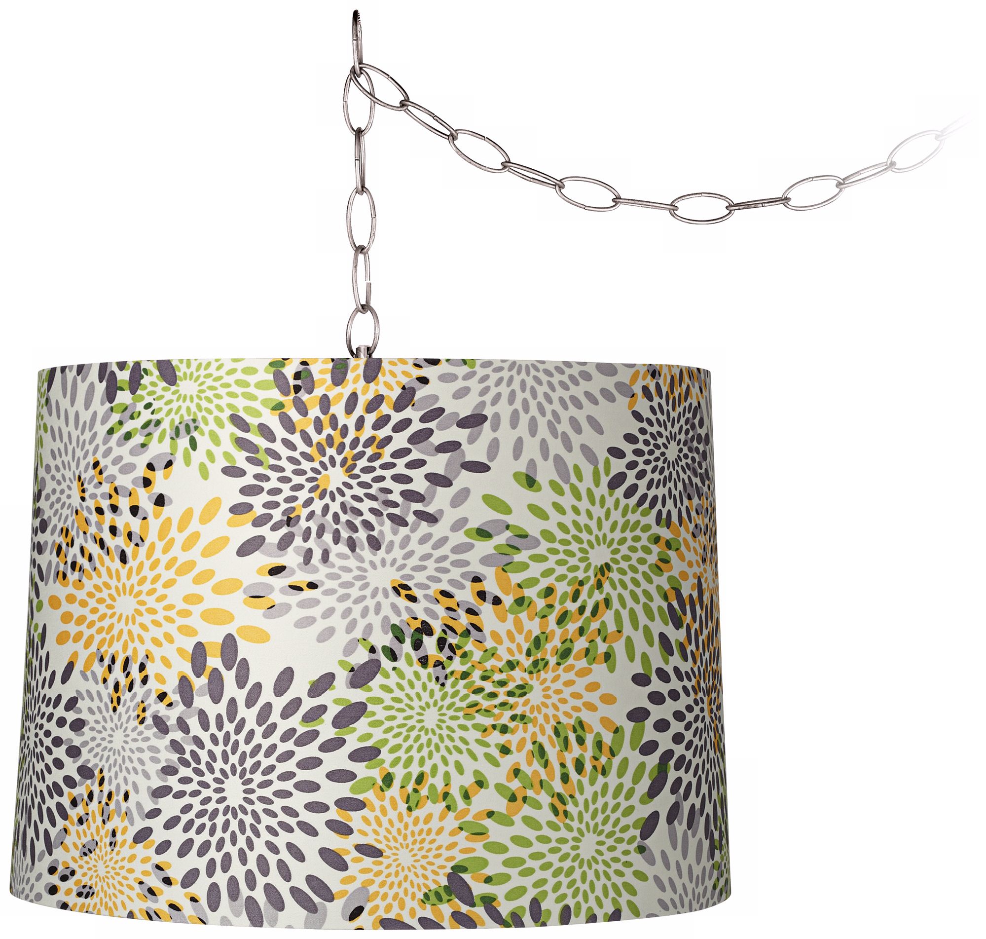 Abstract Flower 14" Wide Brushed Steel Swag Chandelier