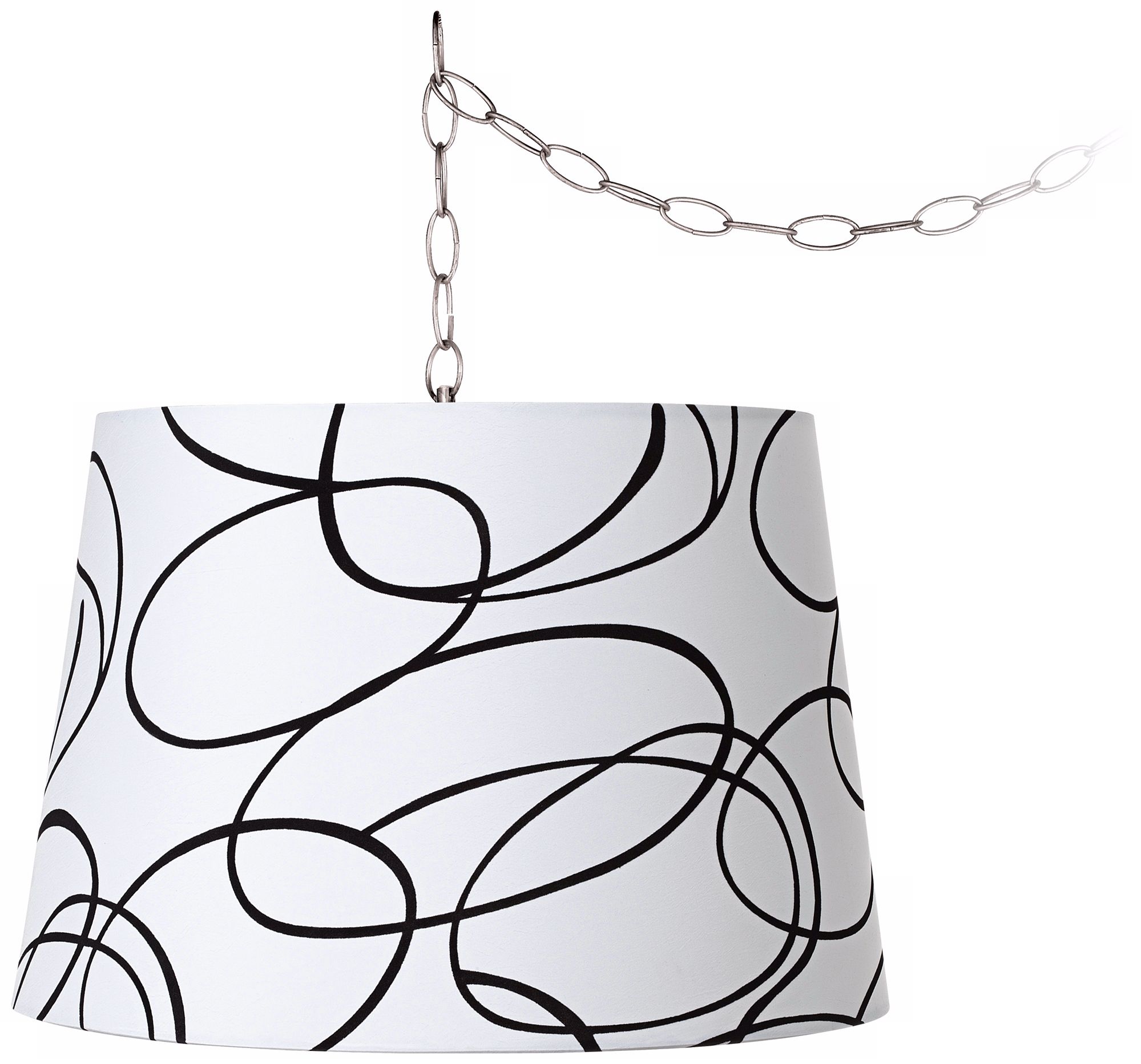 Black Squiggle 16" Wide Brushed Steel Swag Chandelier