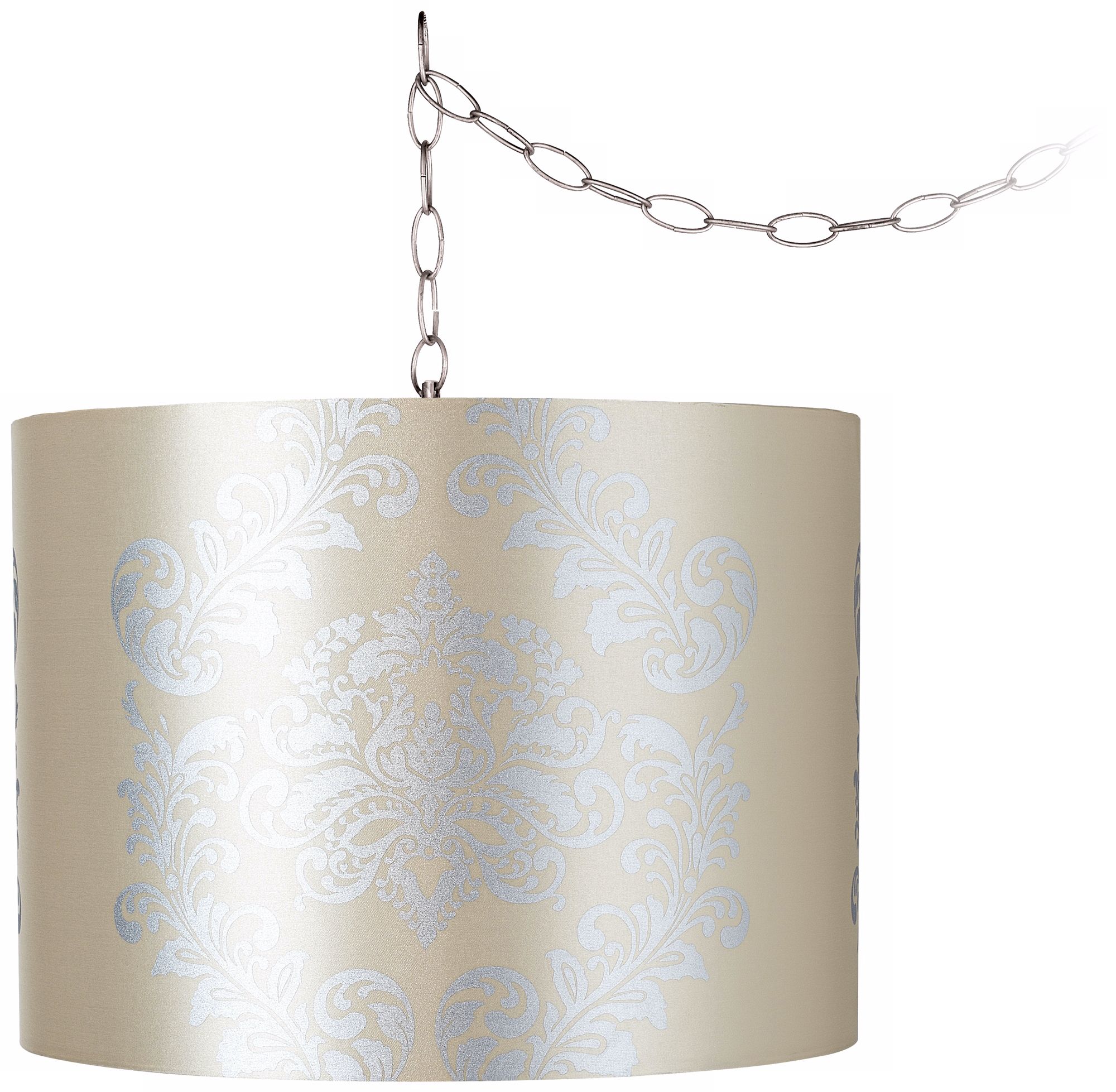 Yellow with Silver 15" Wide Brushed Steel Swag Chandelier
