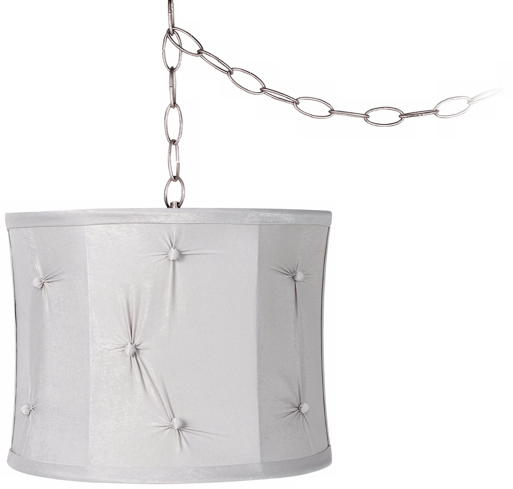 Grey Pinched 11" Wide Brushed Steel Swag Chandelier