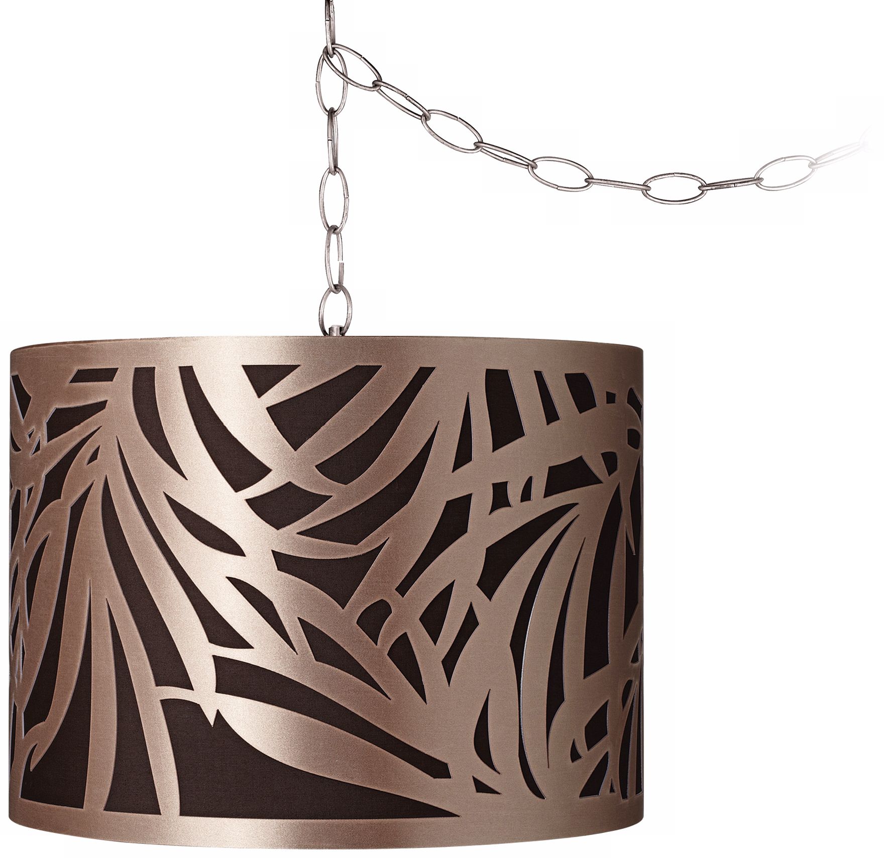 Laser-Cut Shade 13 1/2" Wide Brushed Steel Swag Chandelier
