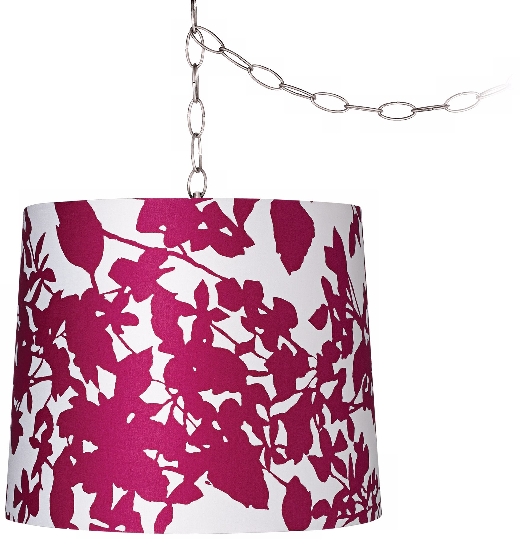 Plum Floral Silhouette 13 1/2" Brushed Steel Swag Chandelier
