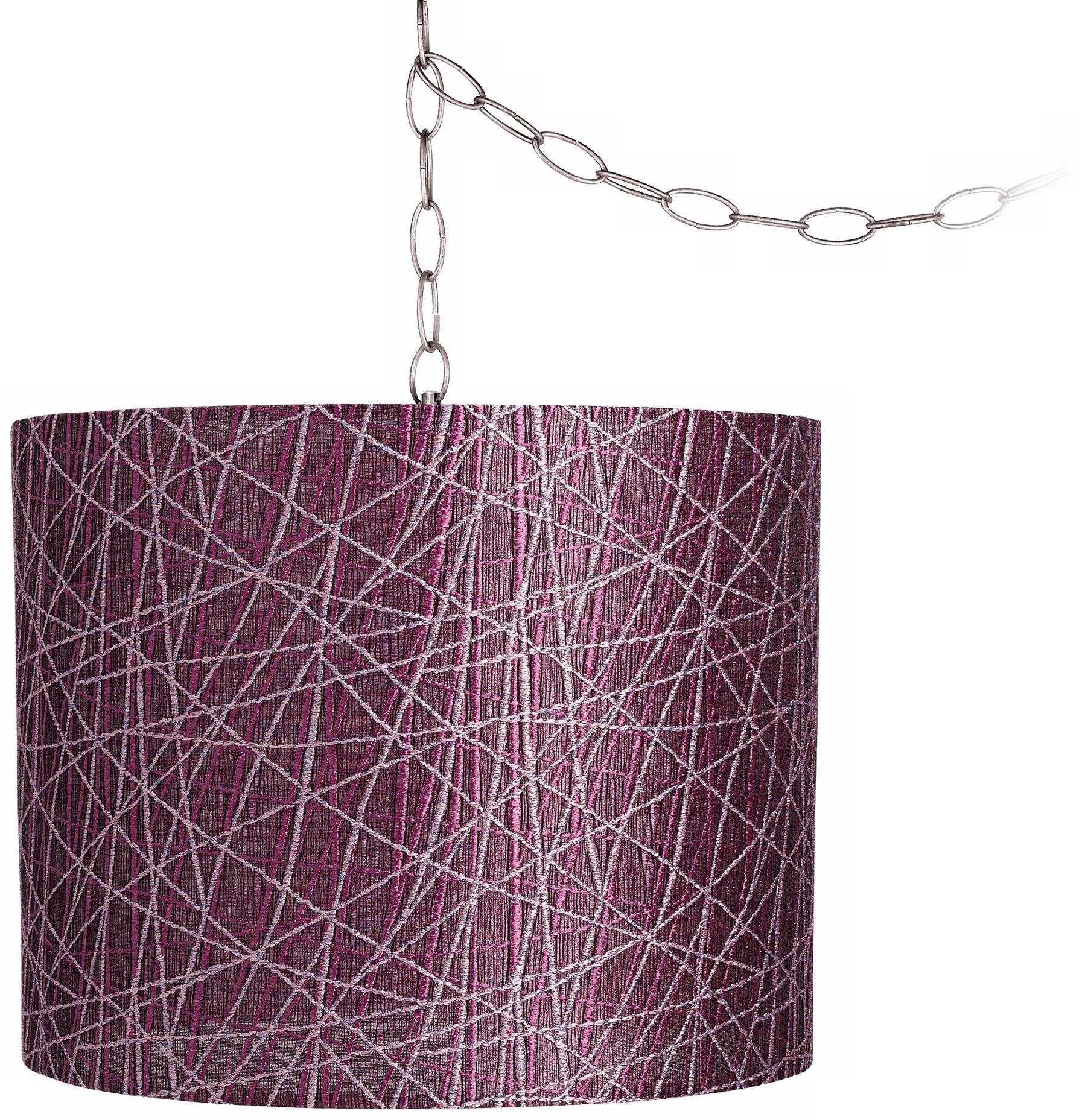 Purple Lines 14" Wide Brushed Steel Swag Chandelier