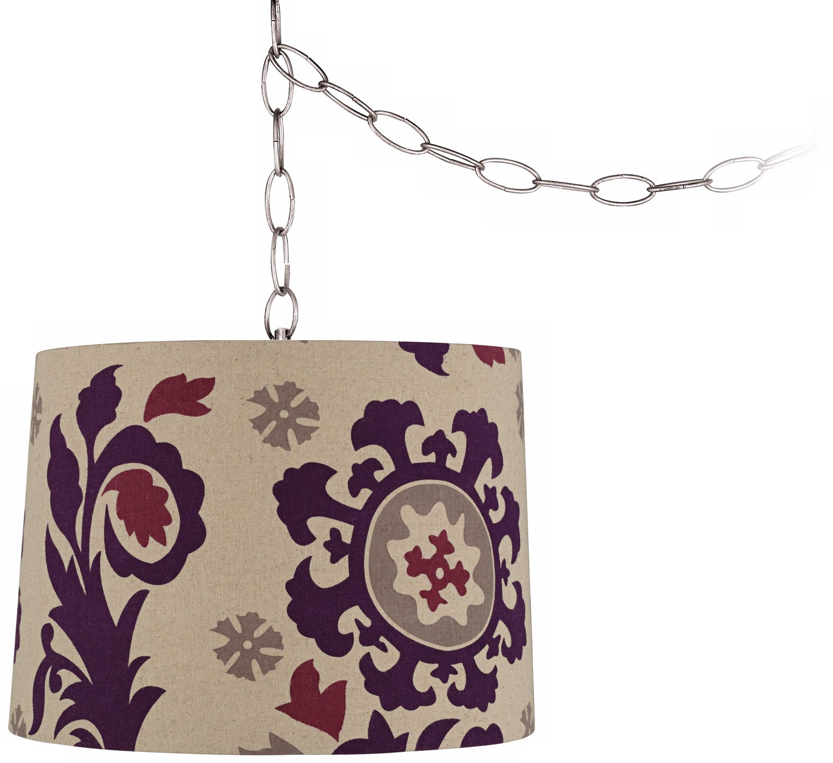 Purple Moroccan 14" Wide Brushed Steel Swag Chandelier