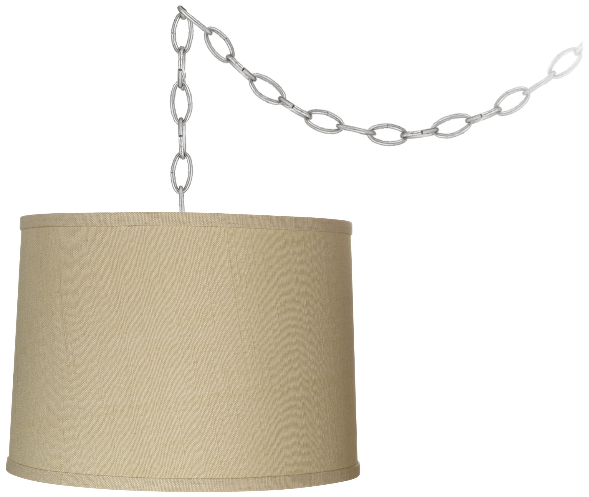 Herbal Linen 14" Wide Brushed Steel Swag Chandelier