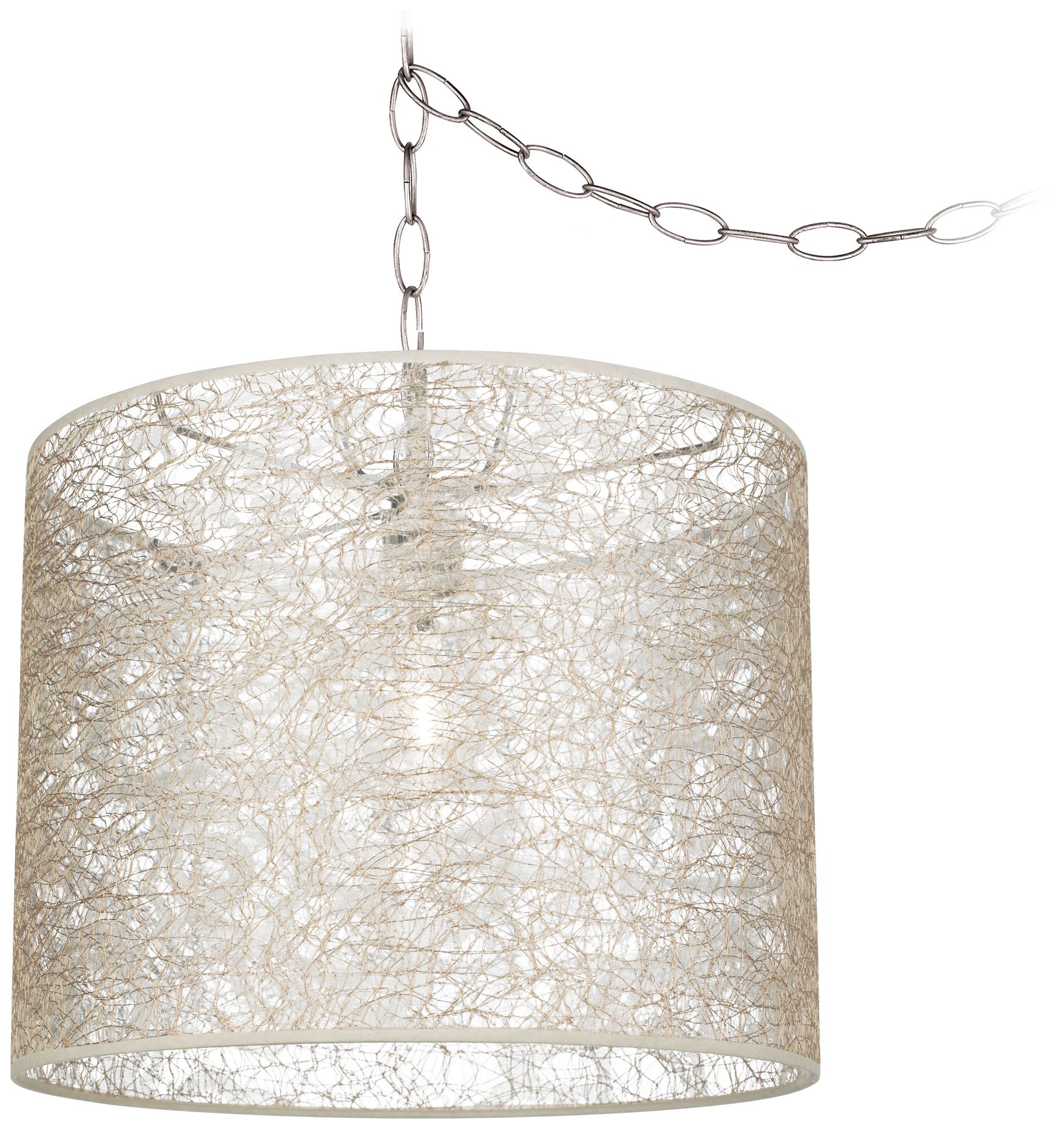 Transparent Lace 14" Wide Brushed Steel Swag Chandelier