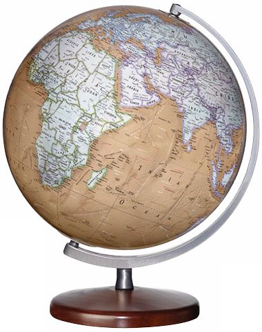 Montour Brown Ocean 15" High World Globe