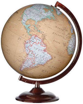 Cumberland Brown Base 16" High Brown Ocean World Globe