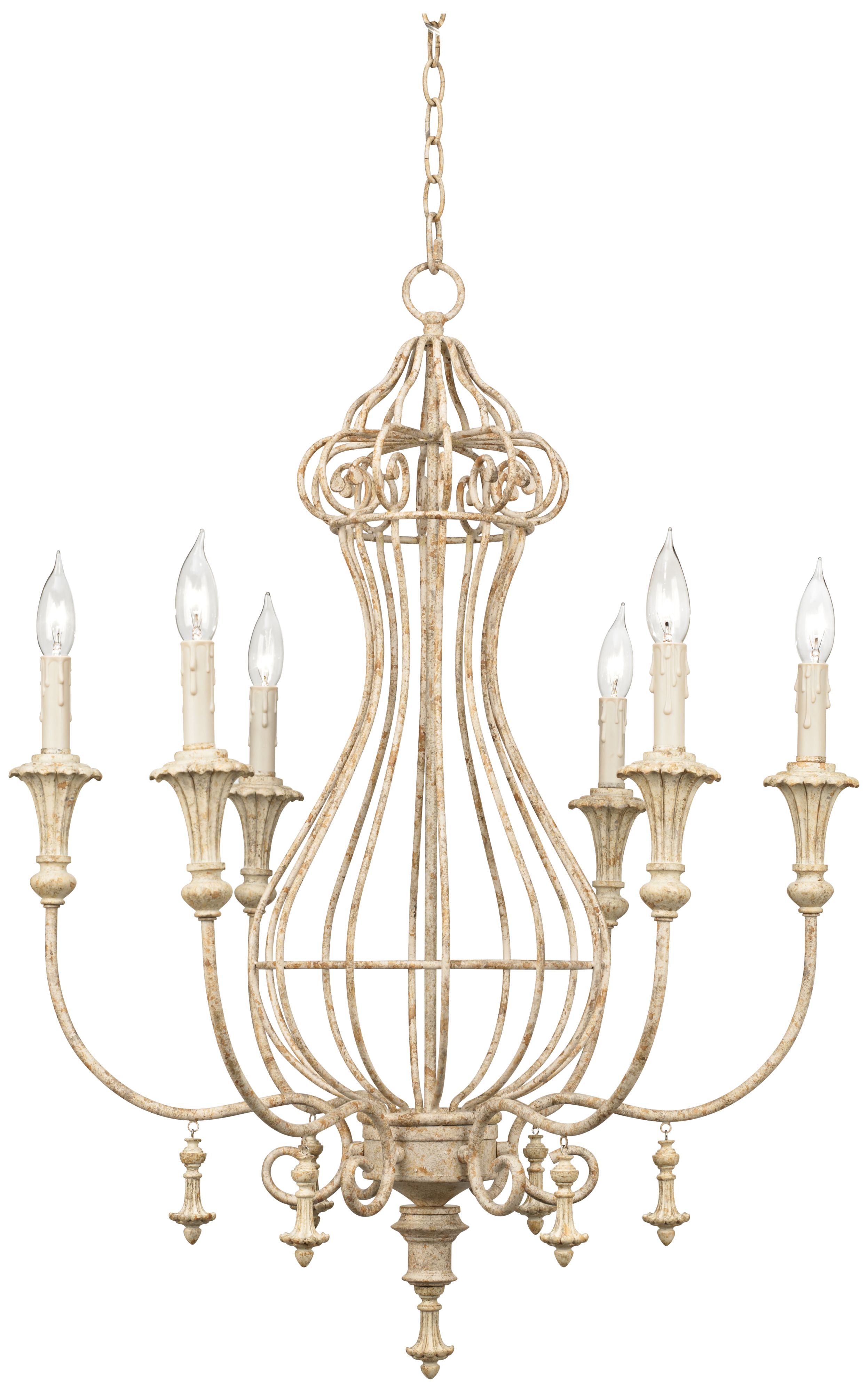 Antique Cage 26" Wide Aged Beige Chandelier