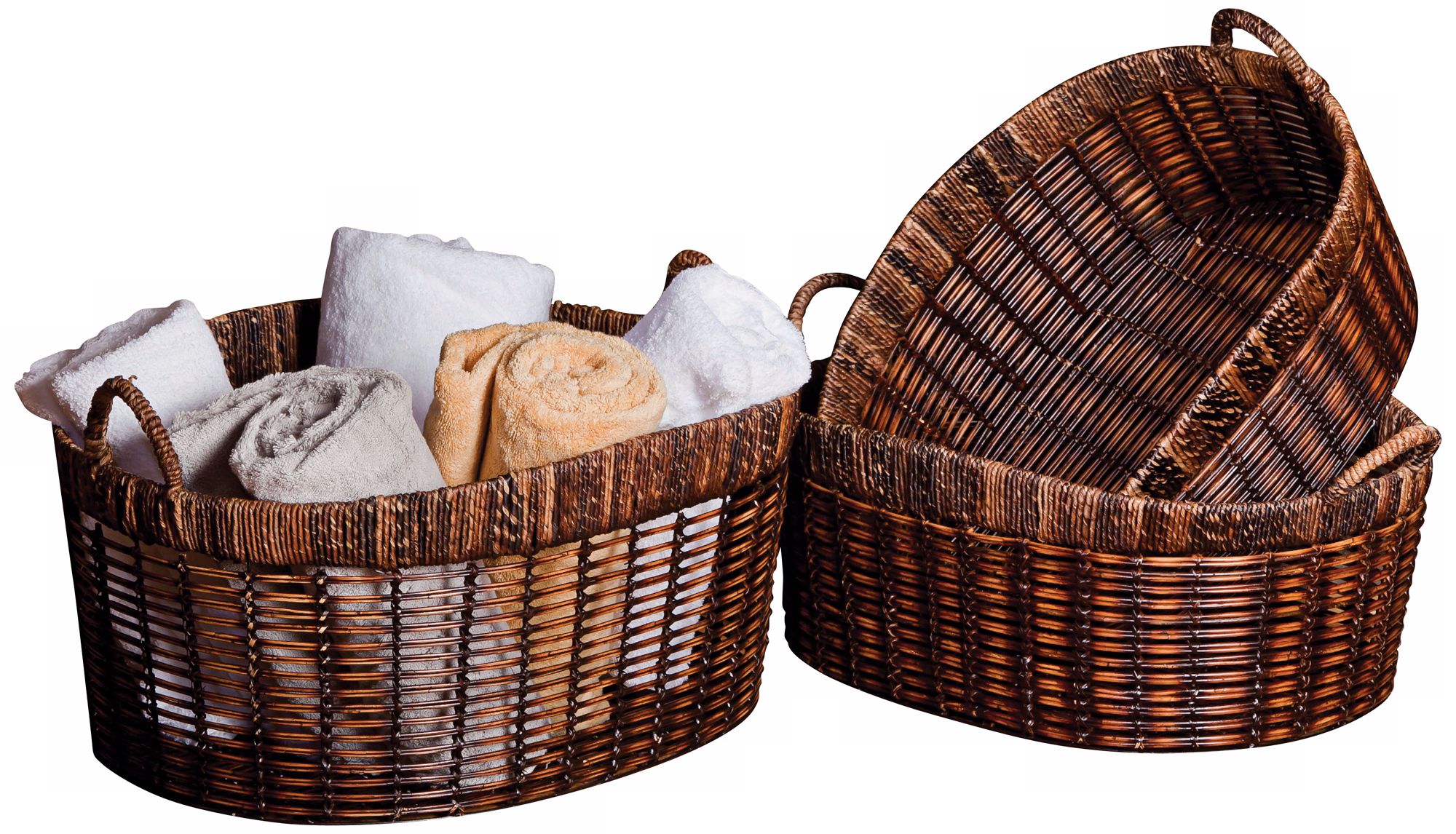 Set of 3 Oval Handle Nested Baskets