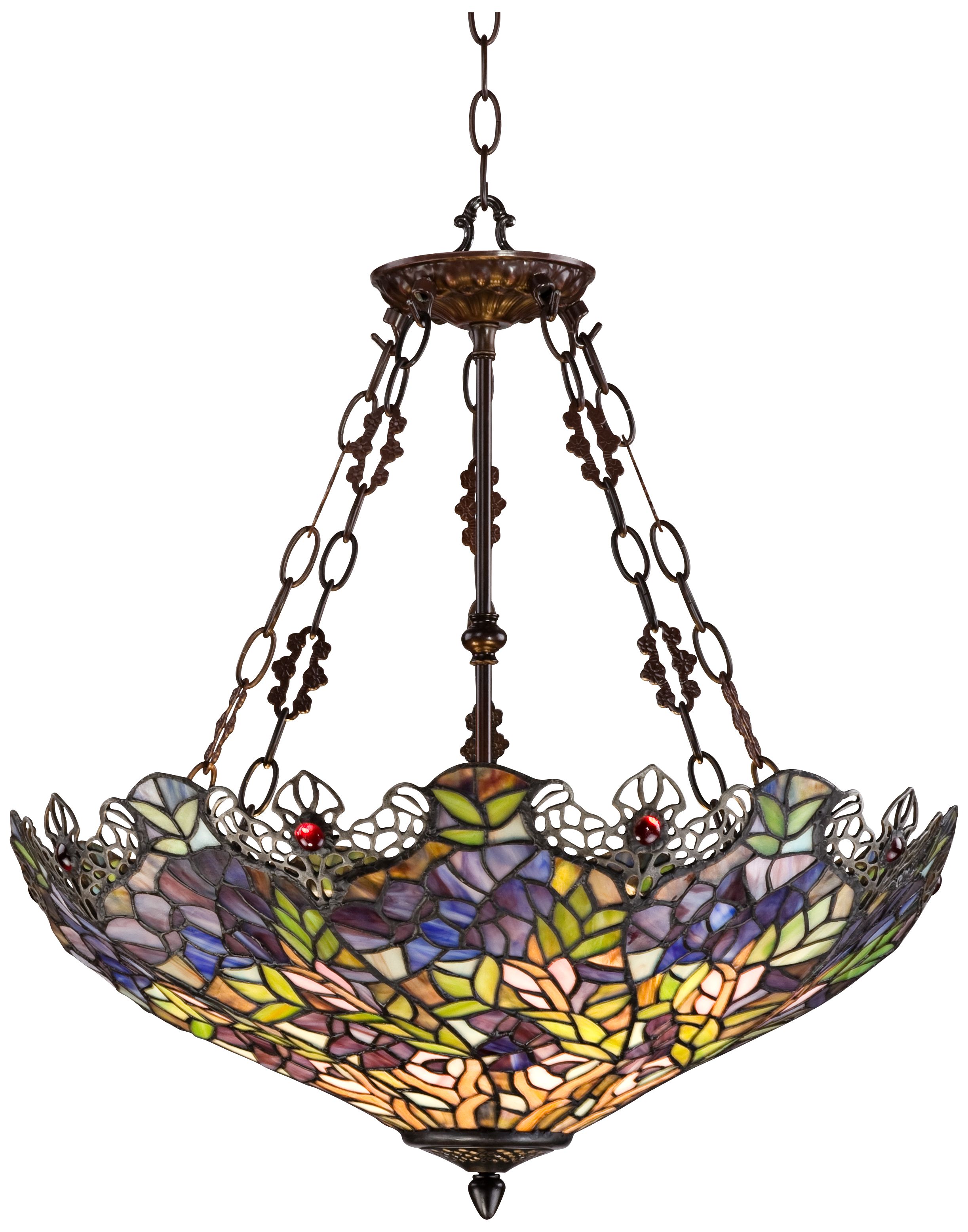 Floral Garden 3-Light Tiffany Glass Bowl Pendant