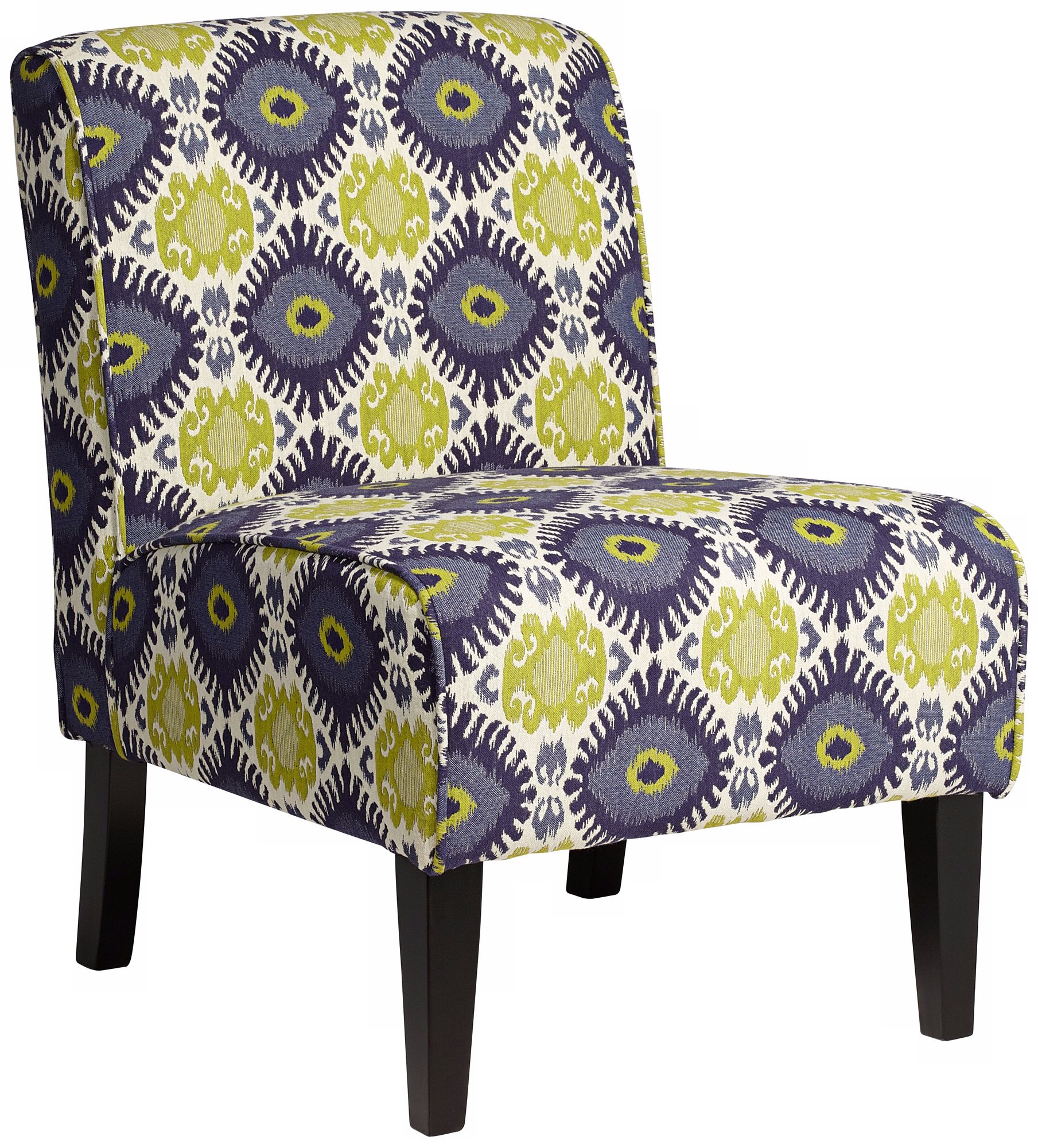 Cleo Green and Blue Ikat Armless Accent Chair