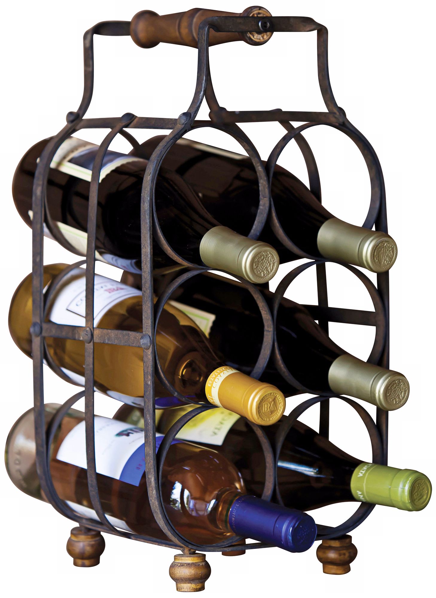 Black Metal 6-Bottle Wine Holder