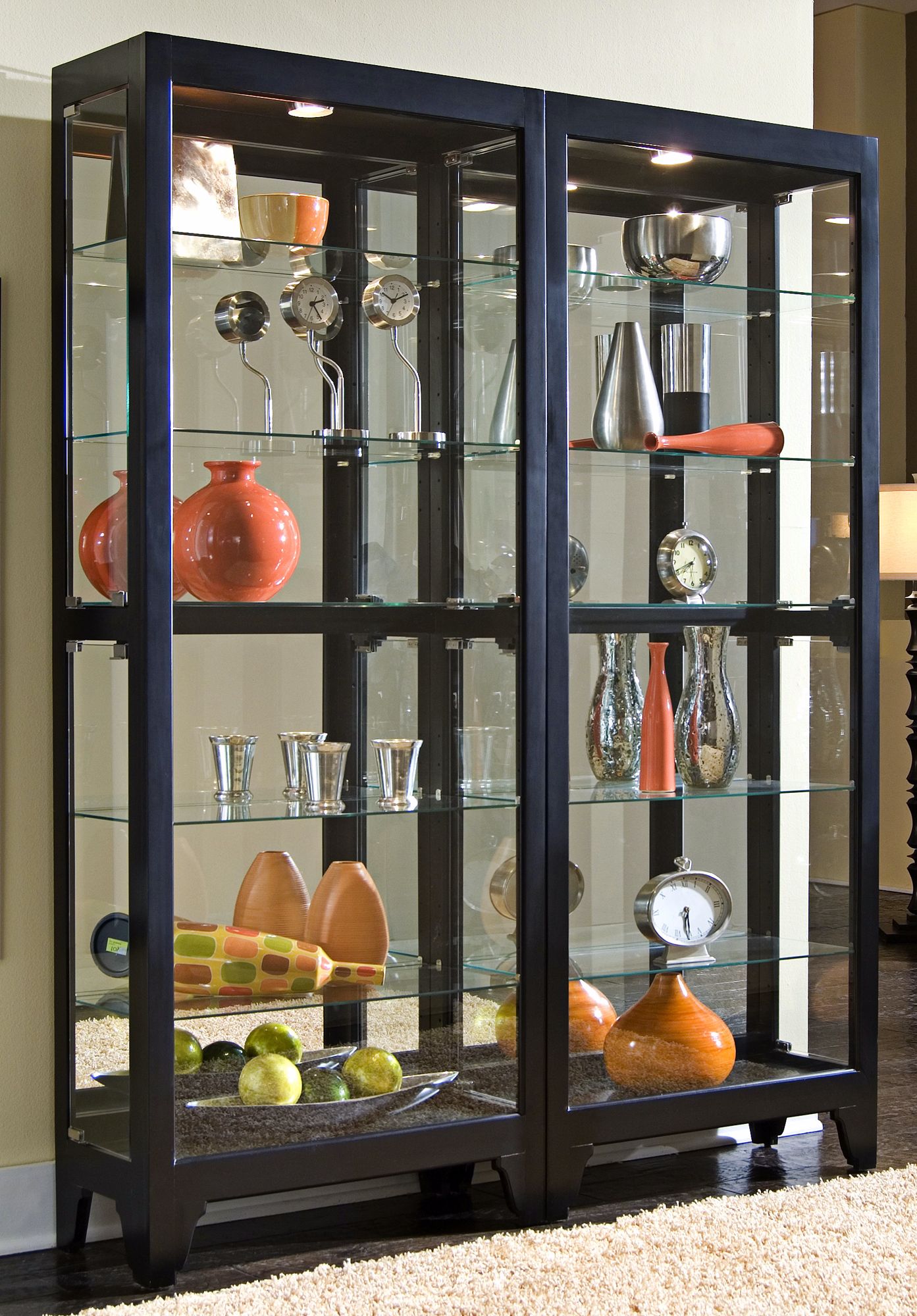 Black Onyx Lighted Wall Curio Cabinet