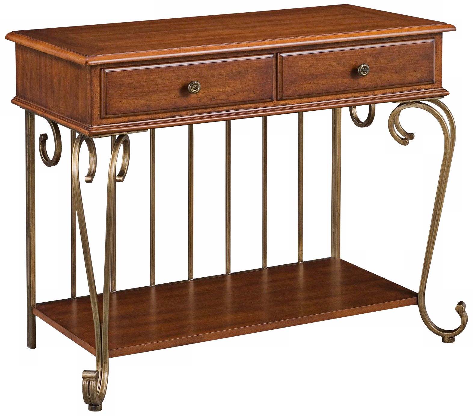 St. Ives Cinnamon Cherry Wood and Brushed Brass Server
