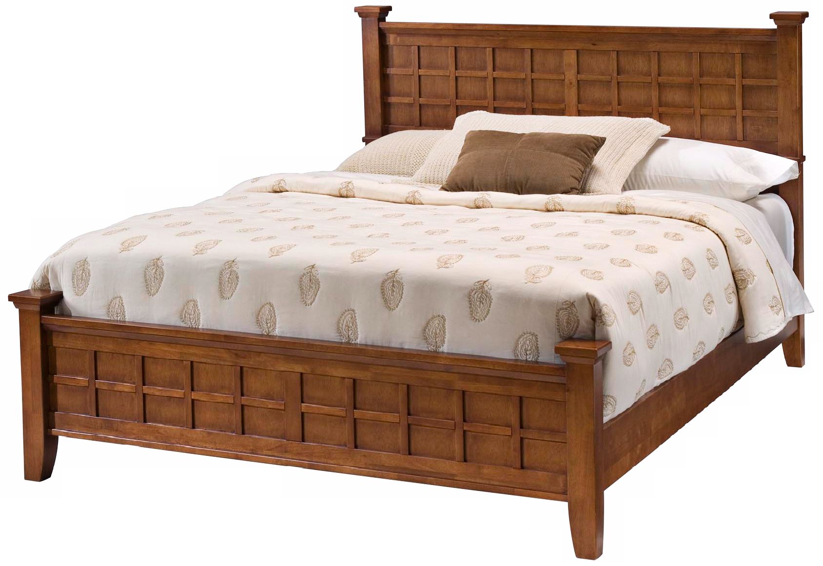 Arts and Crafts Cottage Oak Lattice Queen Bed