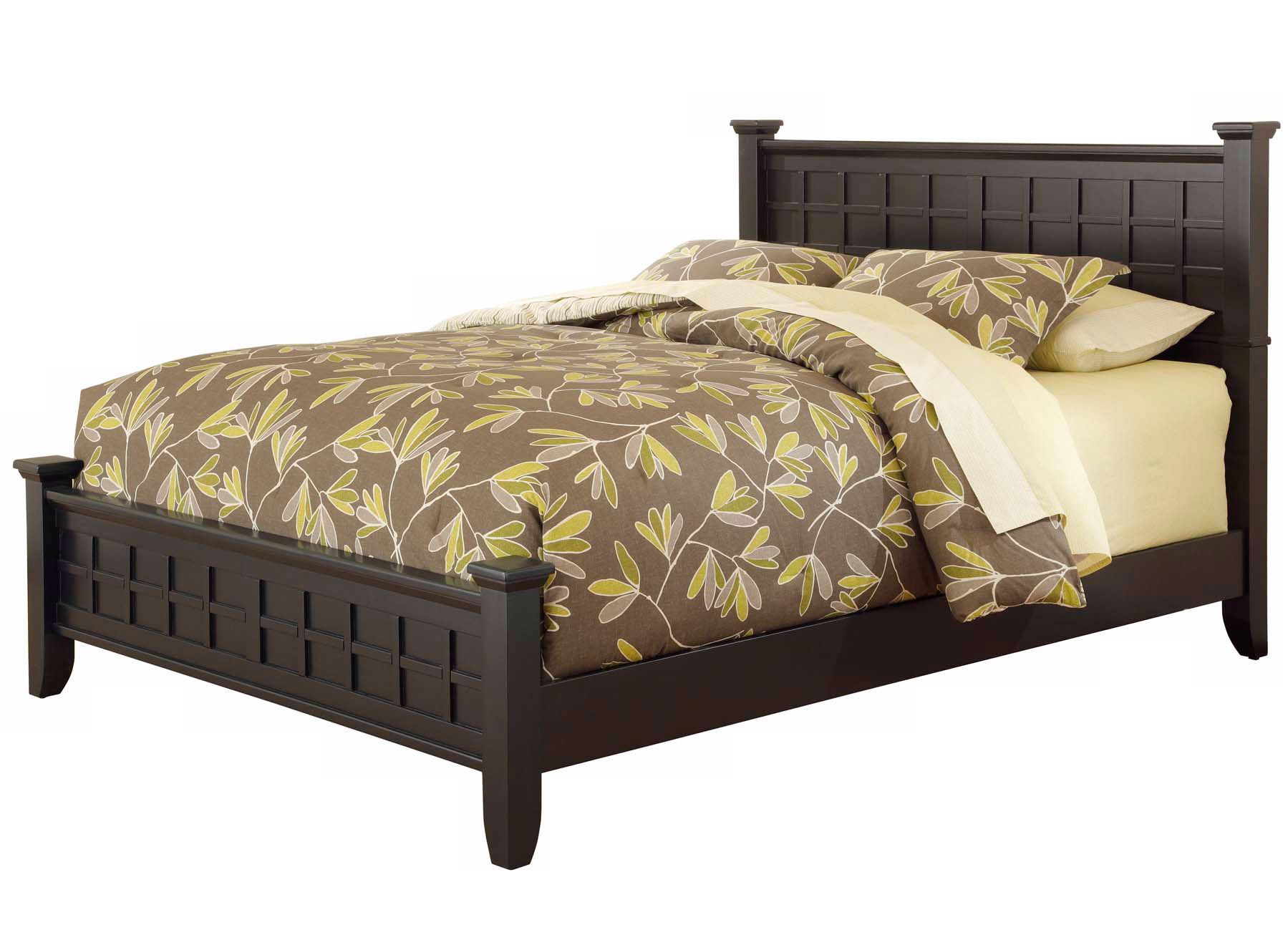 Arts and Crafts Black Lattice Queen Bed