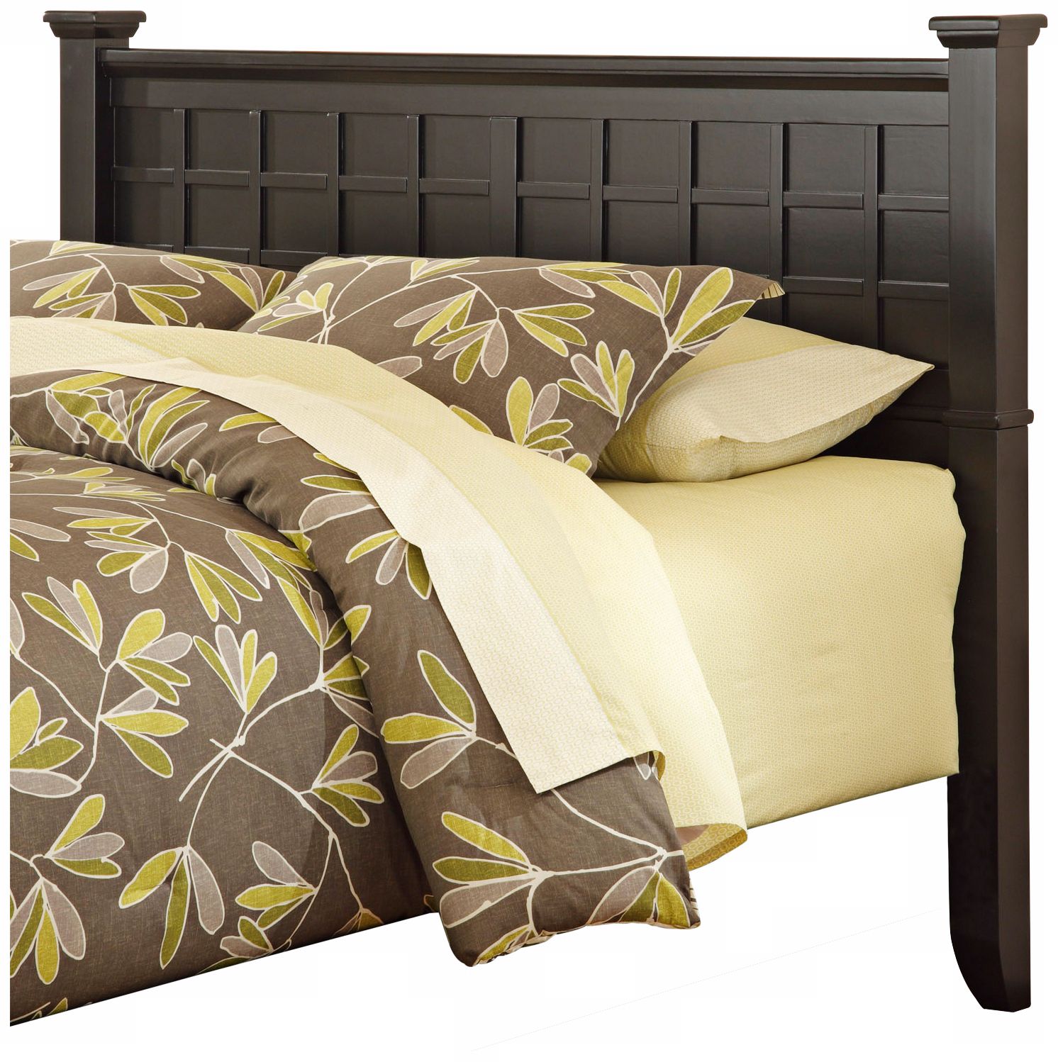 Arts and Crafts Black Lattice Queen Headboard