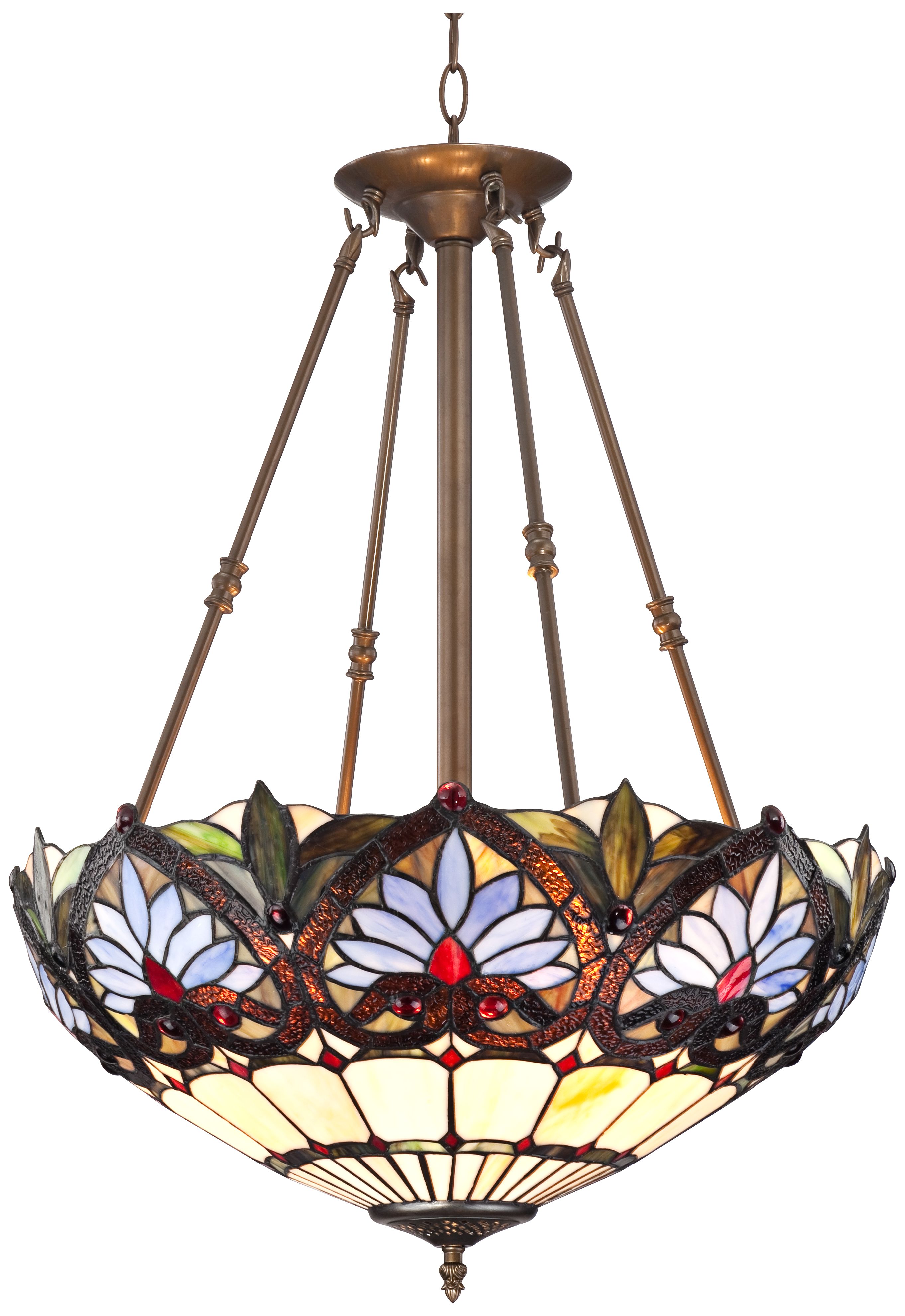 Tiffany Style Tropical Floral 20 1/2" Wide Art Glass Pendant