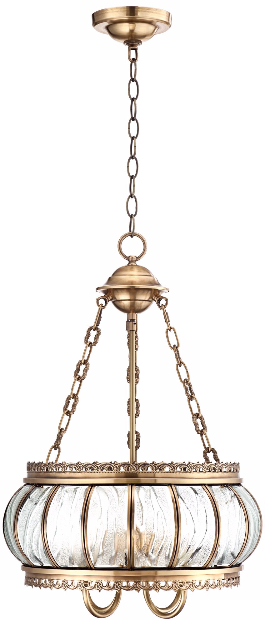 Global Glass 16" Wide Brass Pendant Light