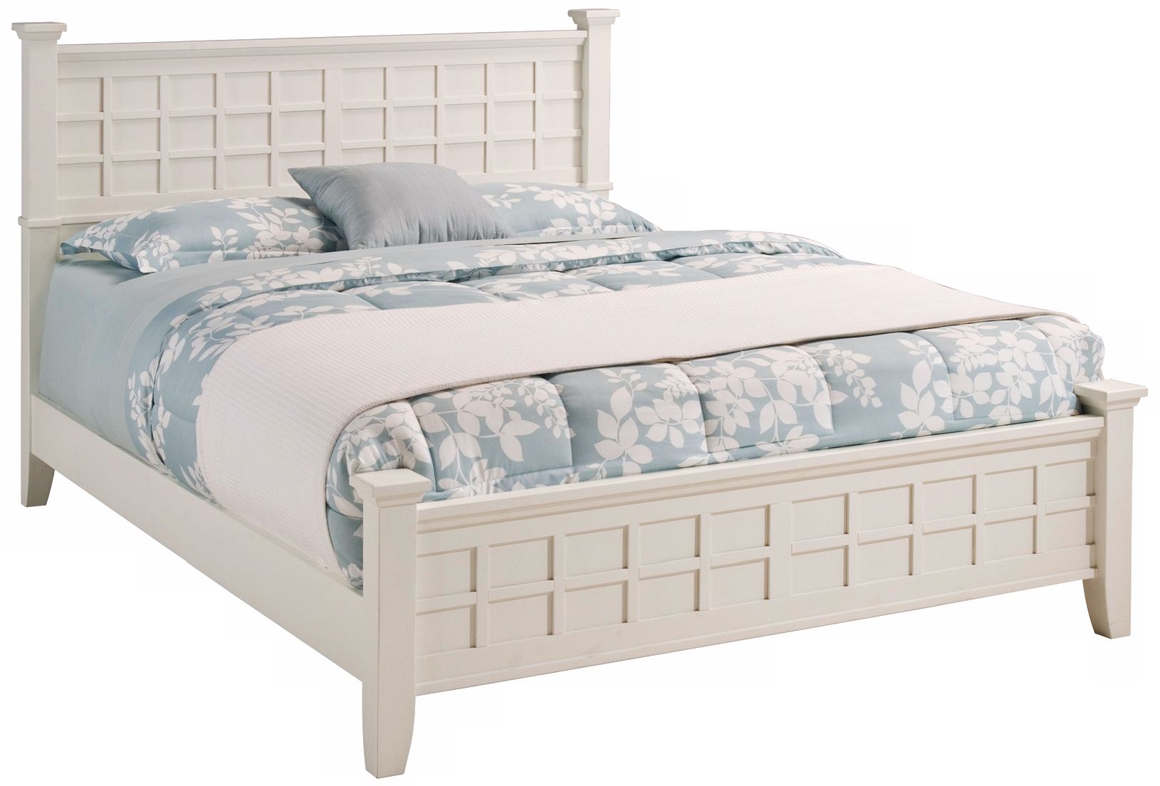 Arts and Crafts White Lattice Queen Bed