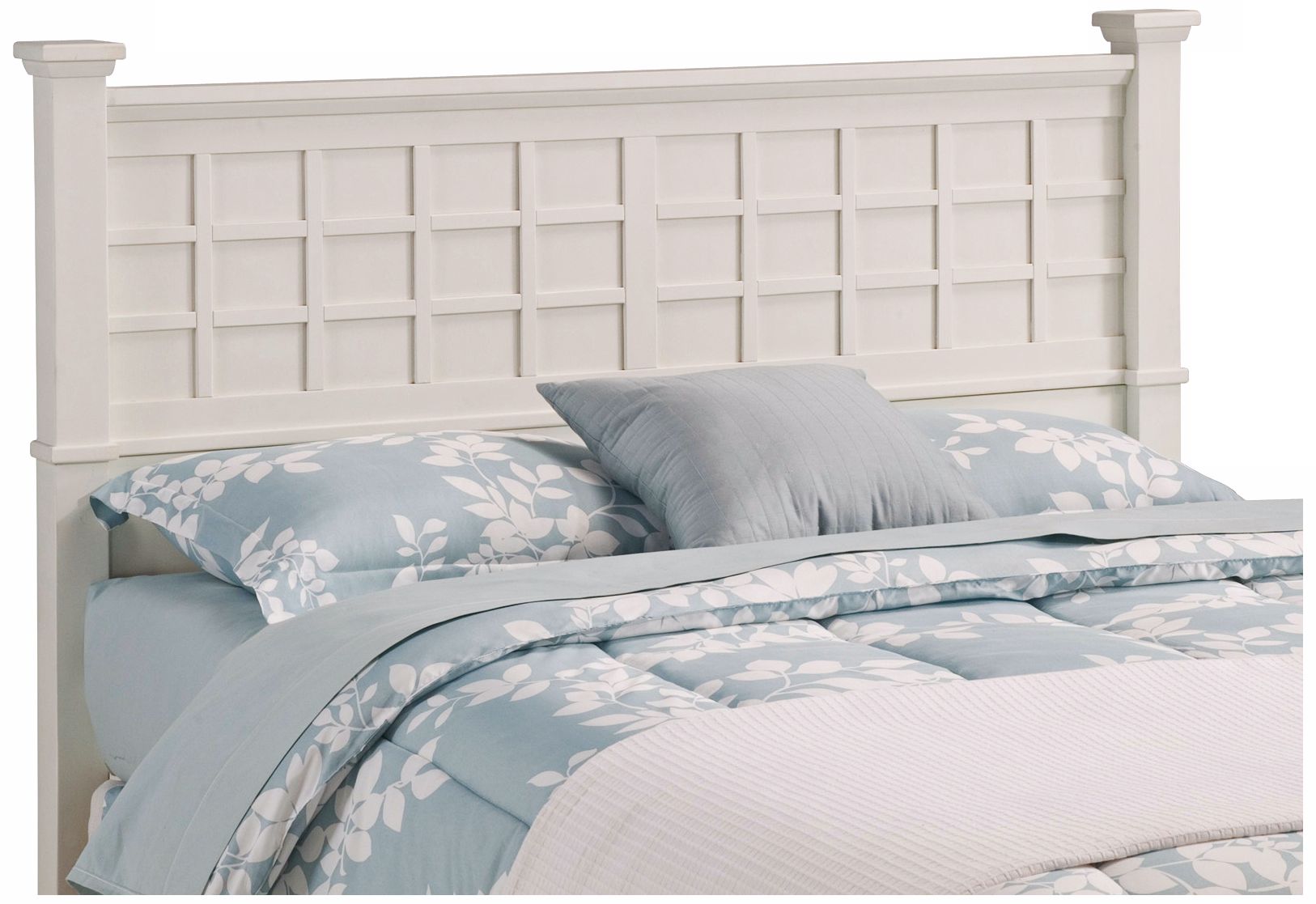 Arts and Crafts White Lattice Queen Headboard