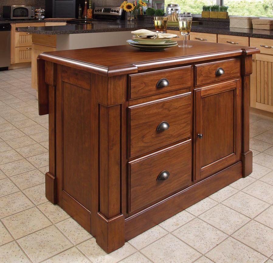 Aspen Rustic Cherry Wood Kitchen Island