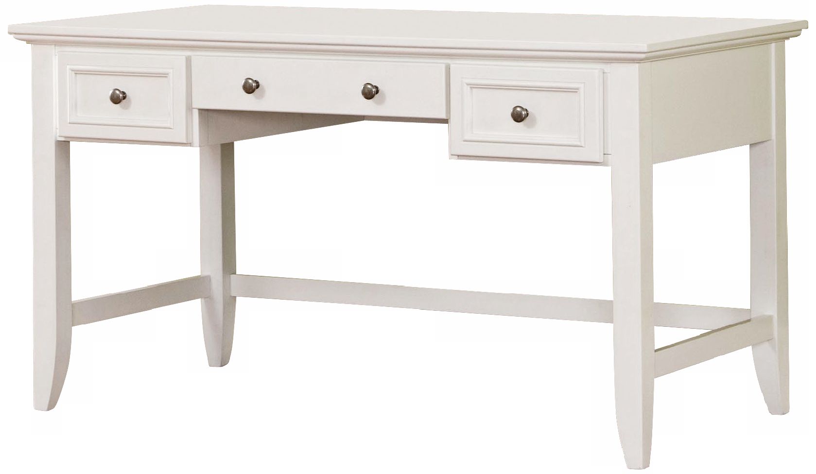 Naples 3-Drawer White Wood Executive Desk