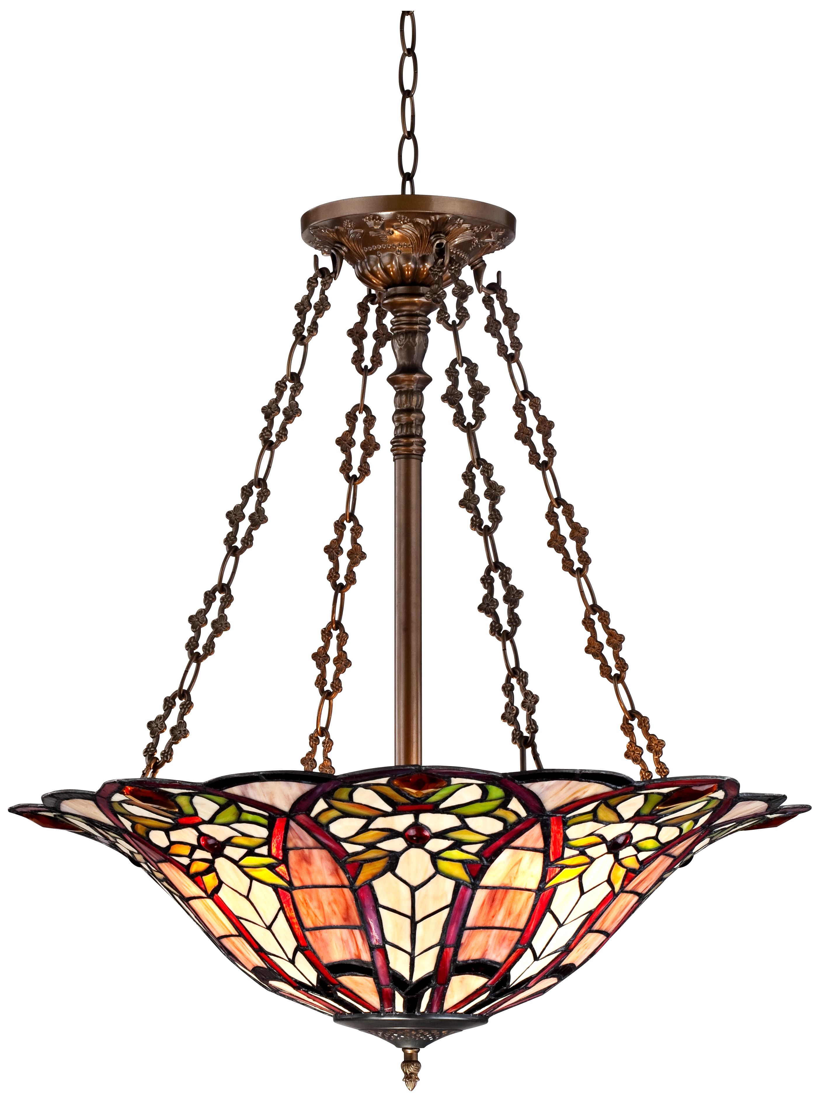 Floral Art Glass 24 1/2" Wide Tiffany Style Pendant Light