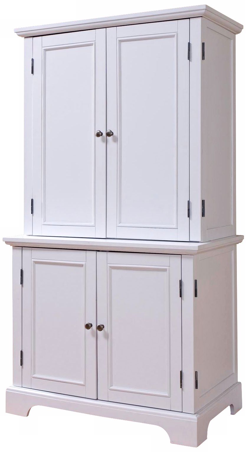 Naples White Computer Desk Office Cabinet with Hutch