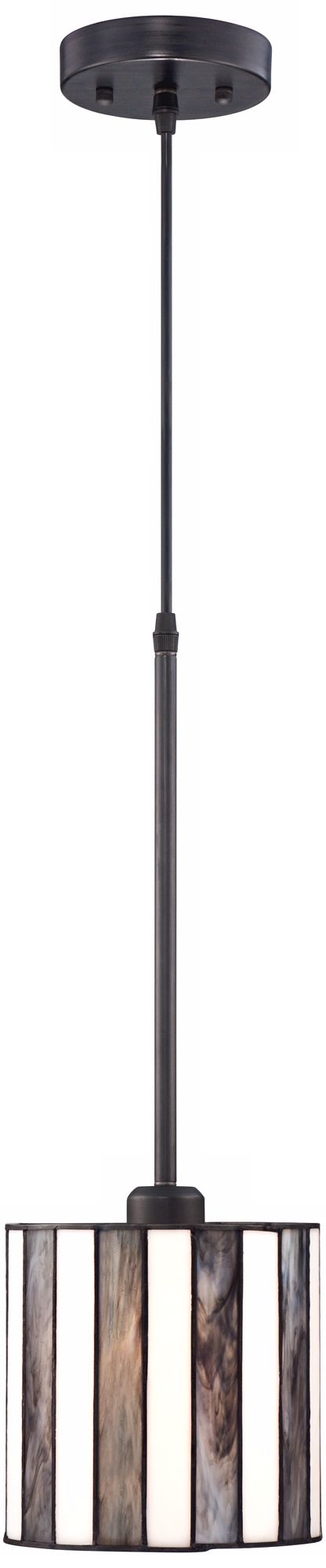 Tiffany Style 7" Wide Striped Art Glass Mini Pendant