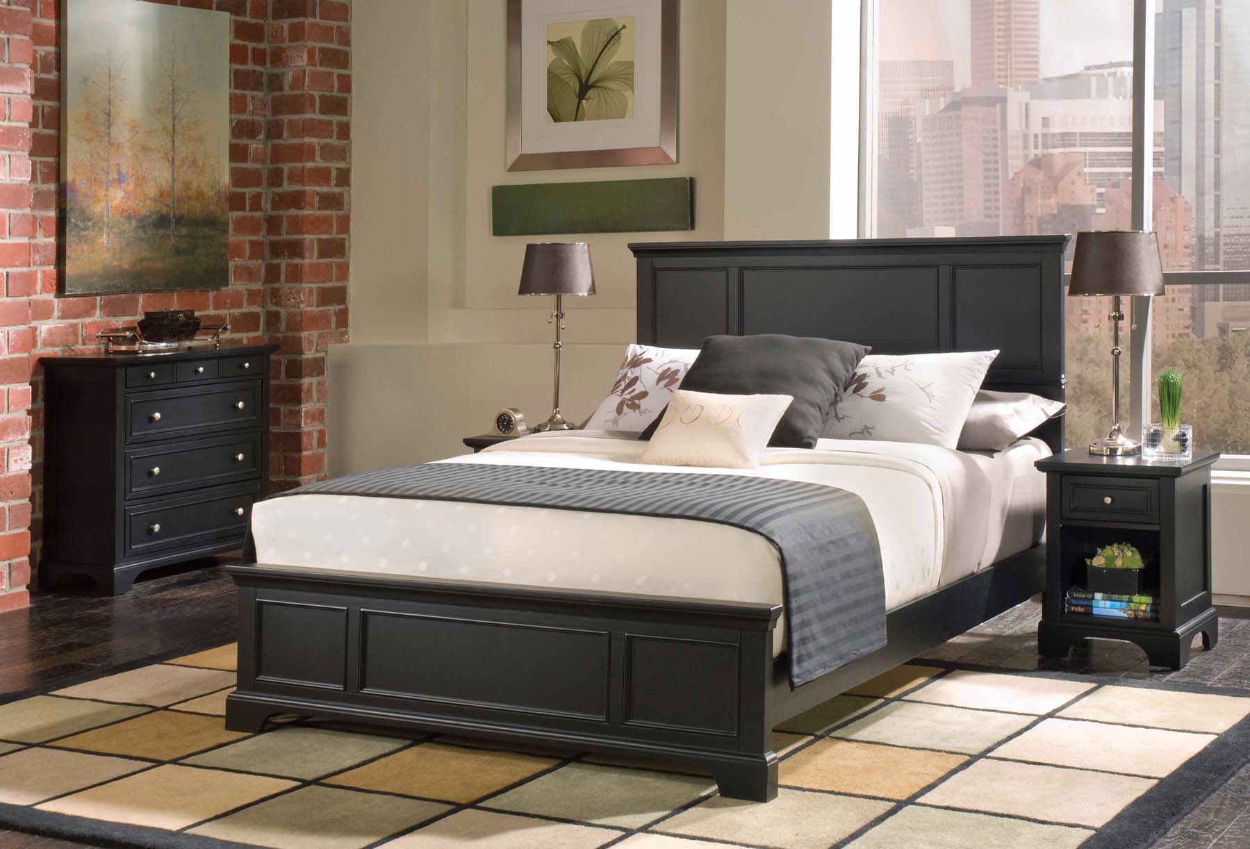 Bedford Ebony Queen Bed Night Stand and Chest Set