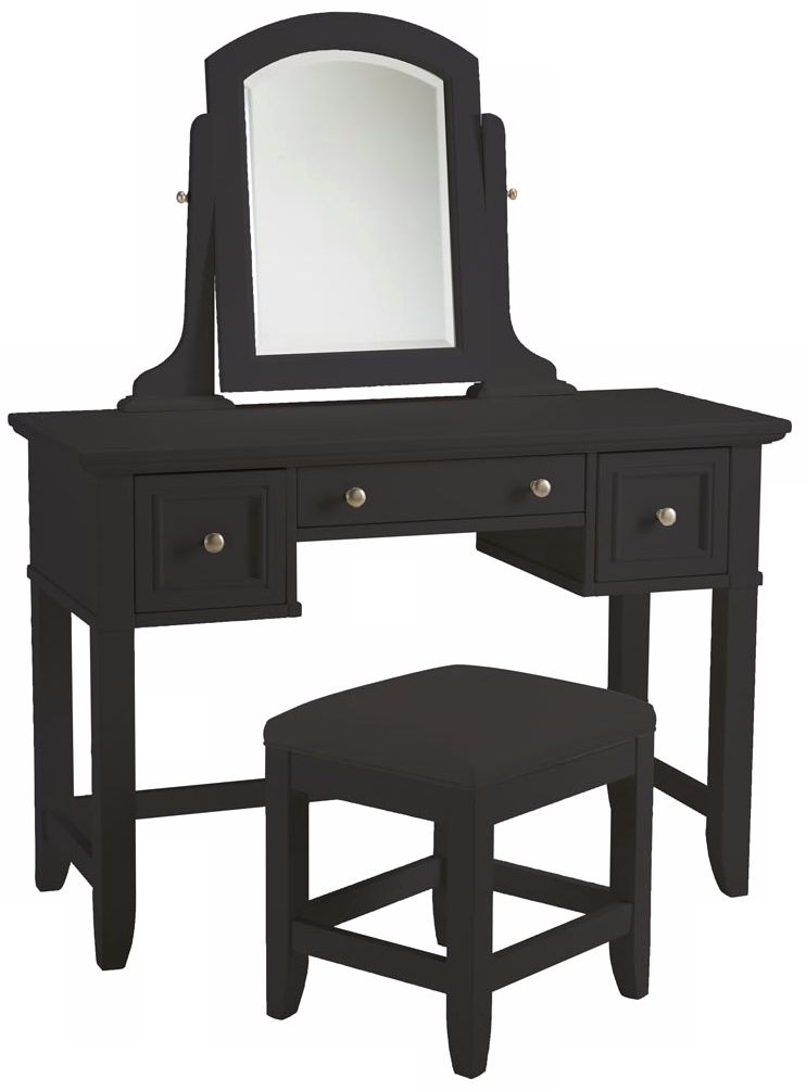 Bedford Ebony Wood Vanity Table & Bench