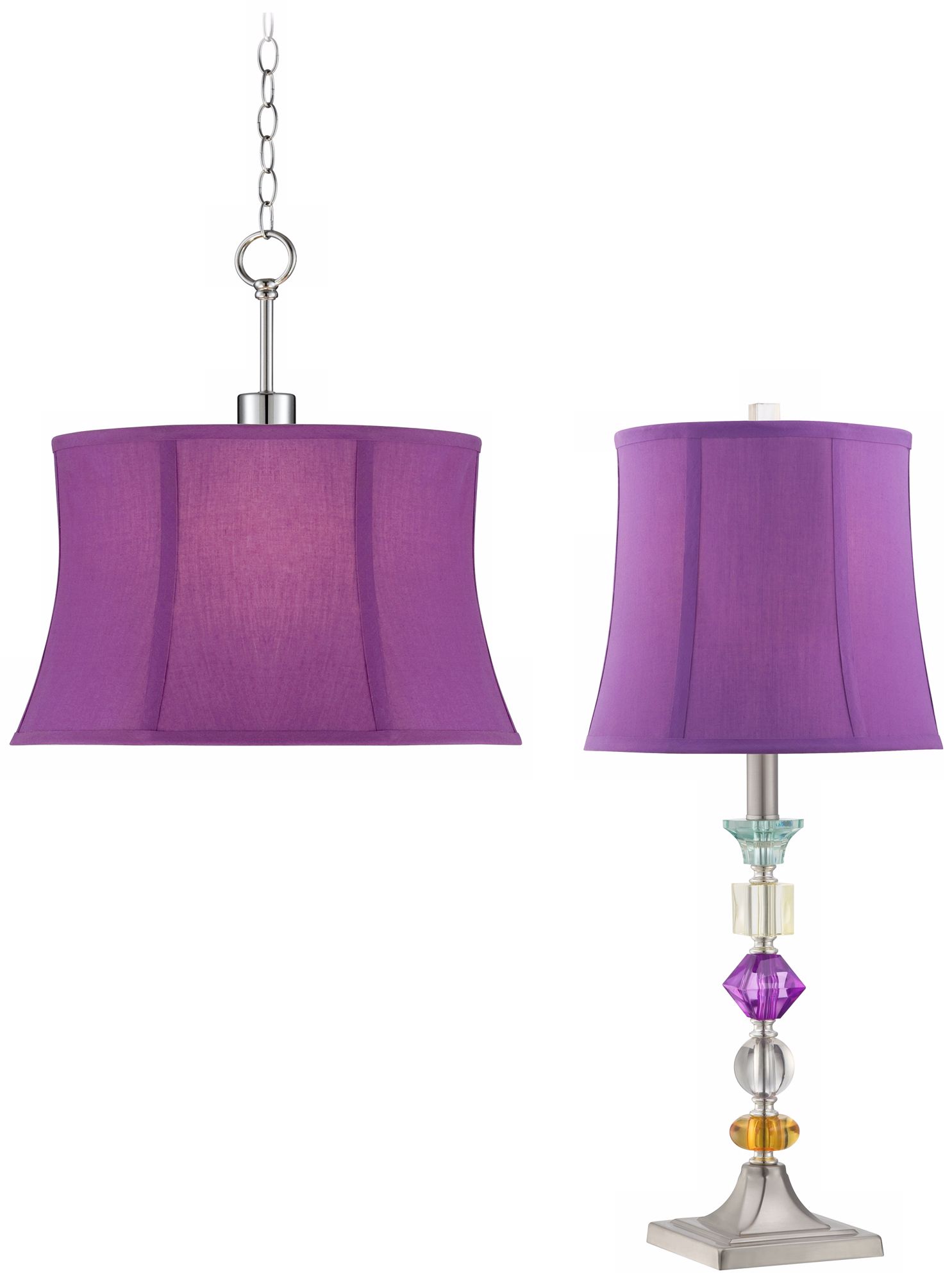Purple Bijoux Table Lamp and Swag Set